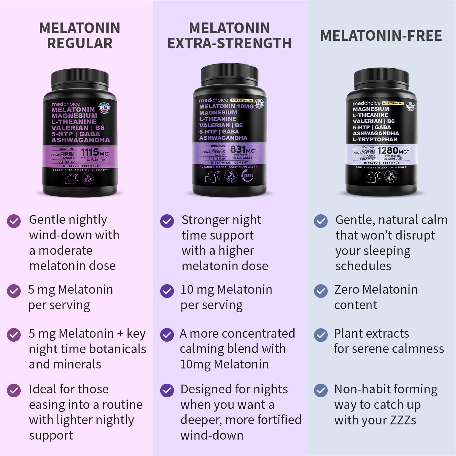 MEDCHOICE Melatonin capsules on a wooden table