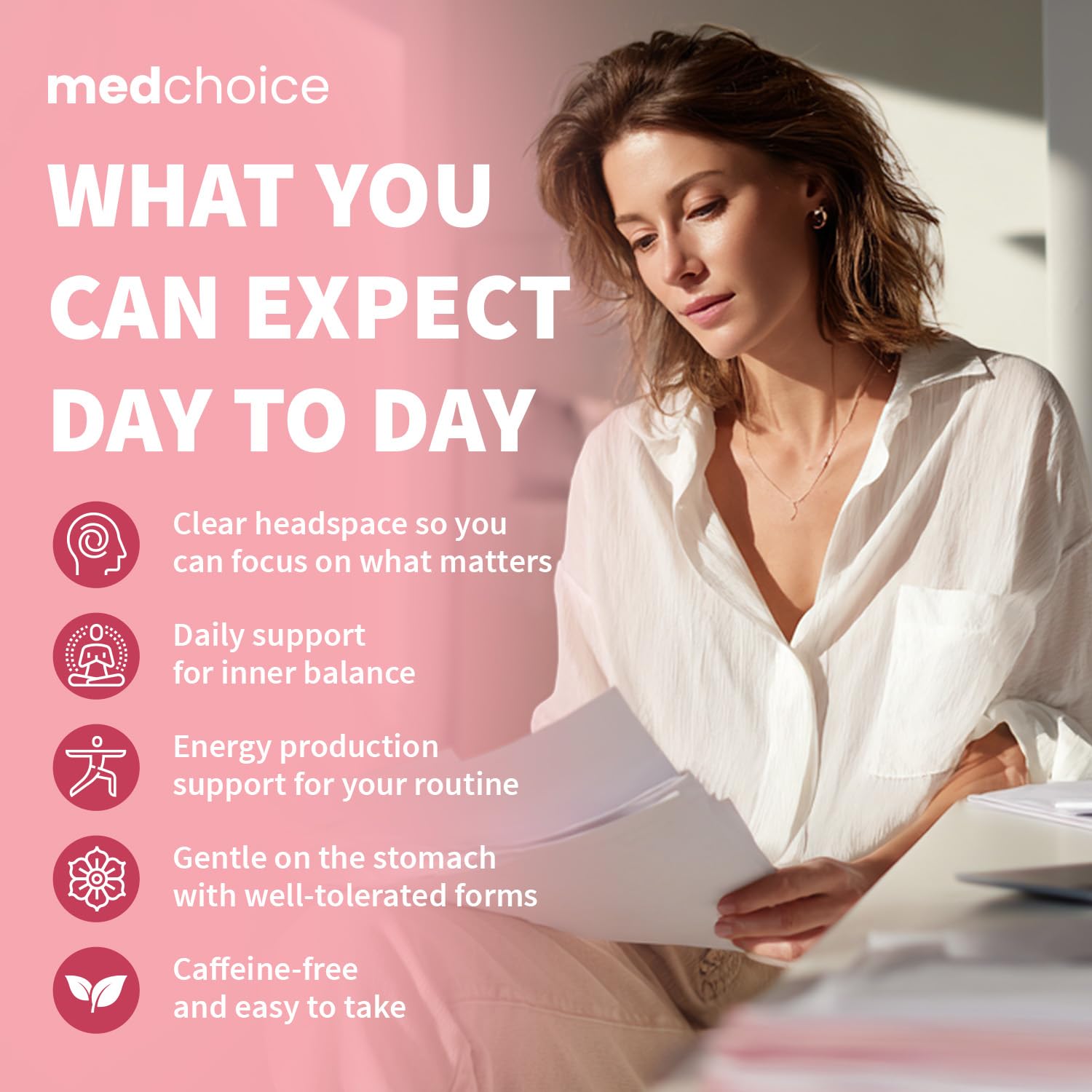 MEDCHOICE Myo Inositol Supplement bottle with water