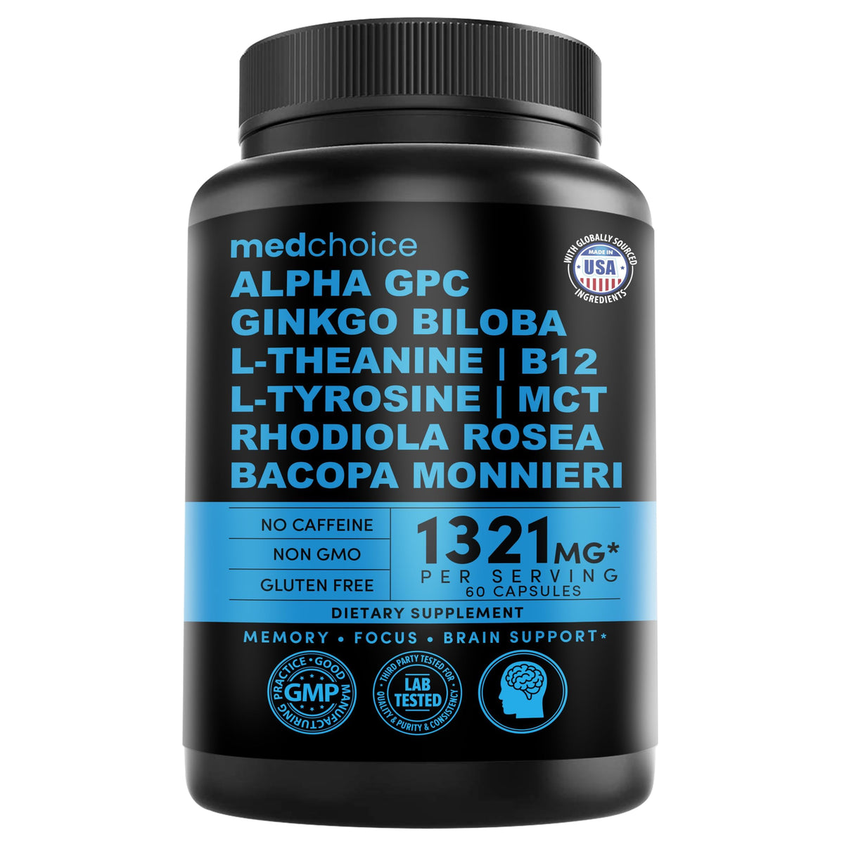 MEDCHOICE Nootropic Brain Support Supplement front view