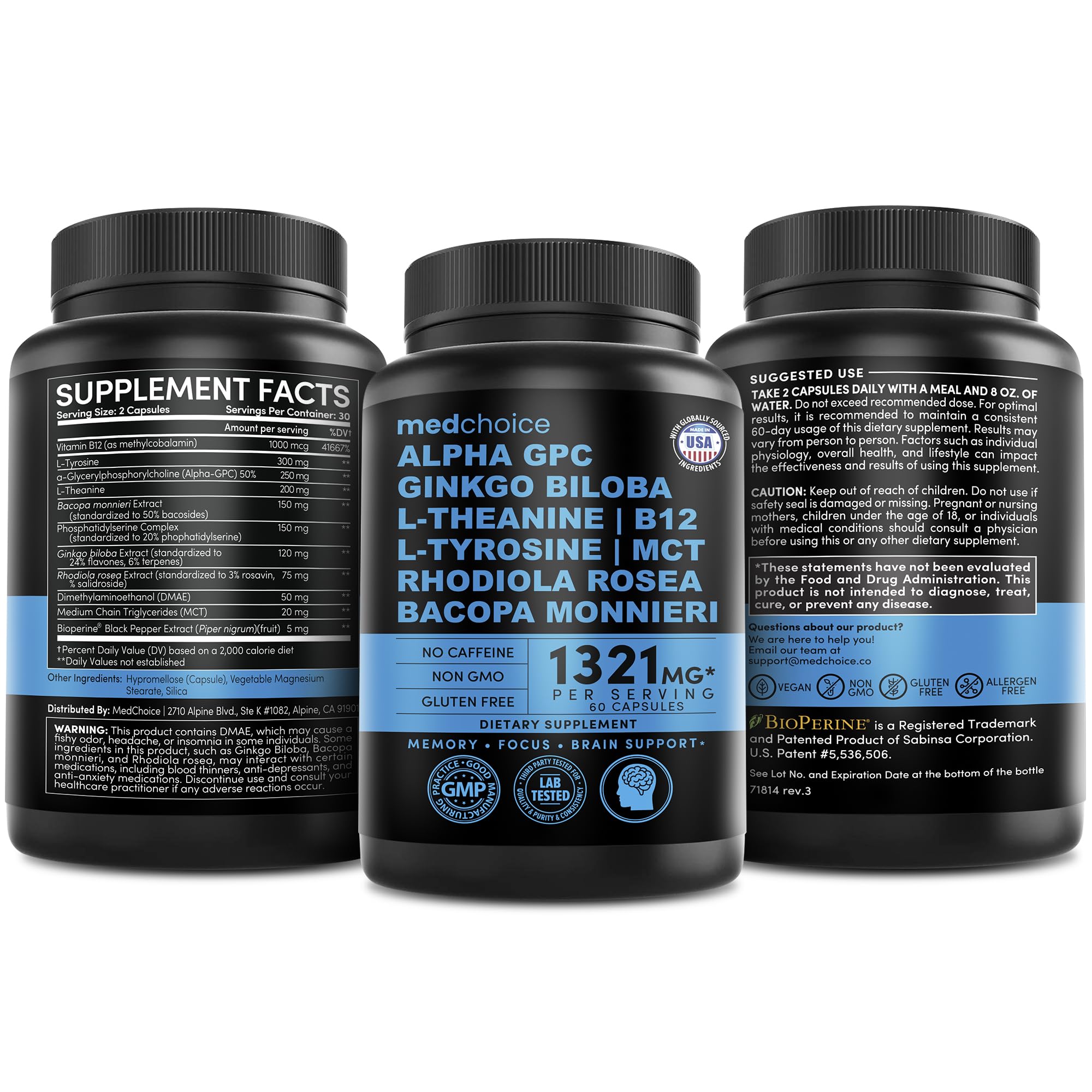 MEDCHOICE Nootropic Brain Support Supplement in a hand