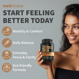 MEDCHOICE Turmeric and Ginger Supplement with Garlic bottle side view