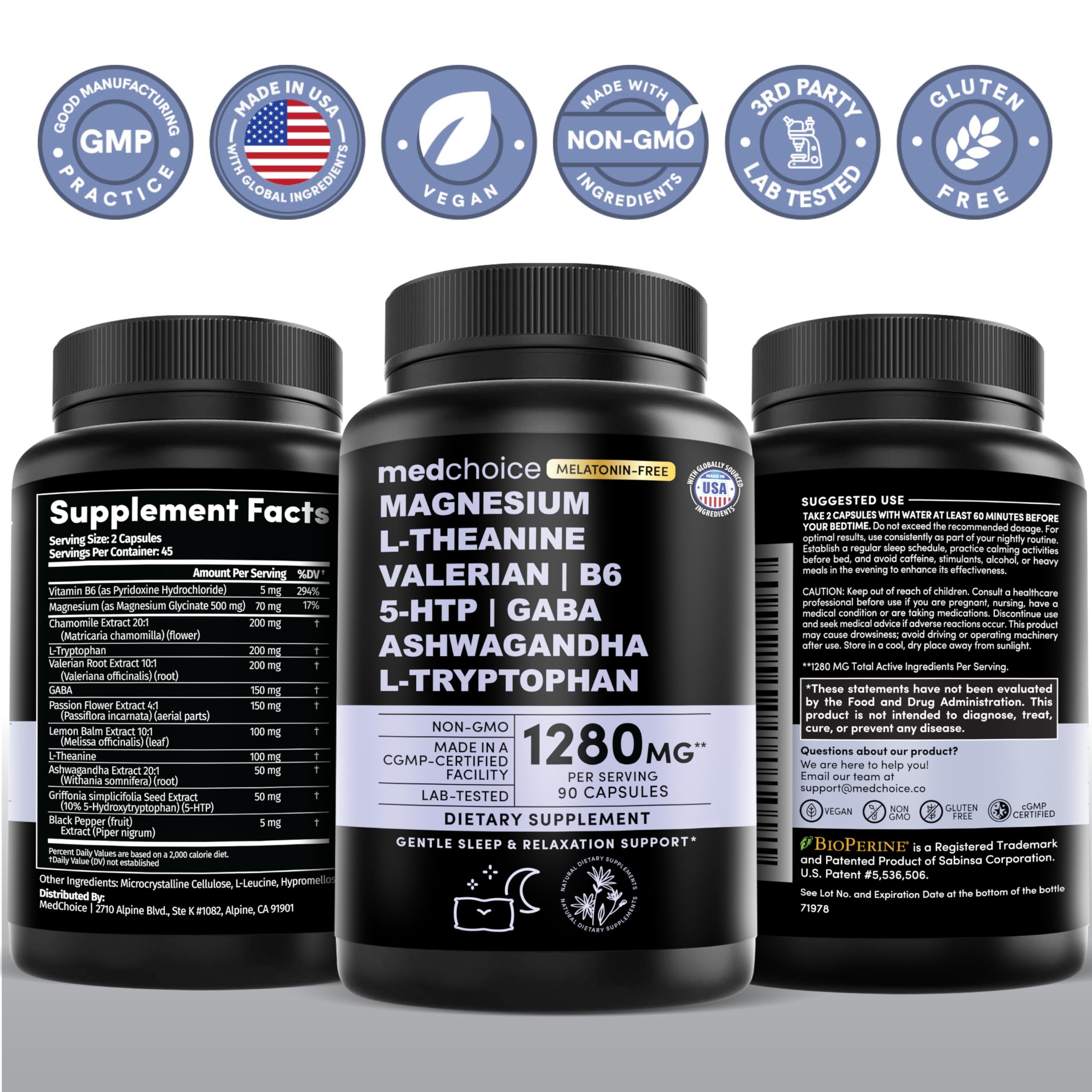 MEDCHOICE Valerian Root Capsules 60 Count with a glass of water