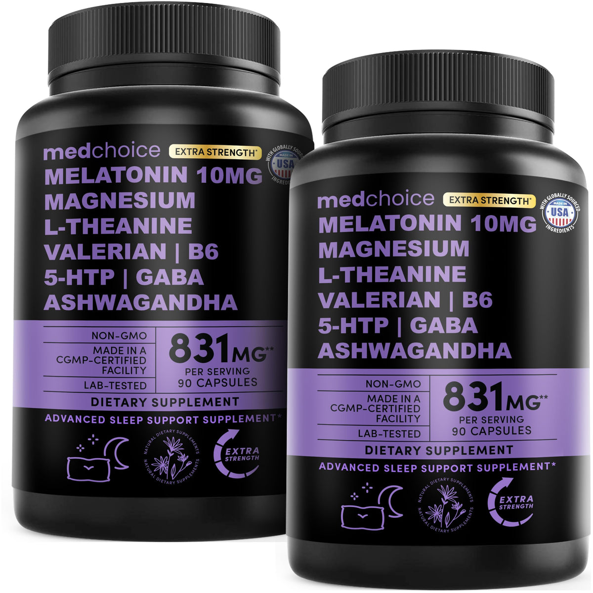 MEDCHOICE Valerian Root Extra-Strength Melatonin 10mg Capsules front view