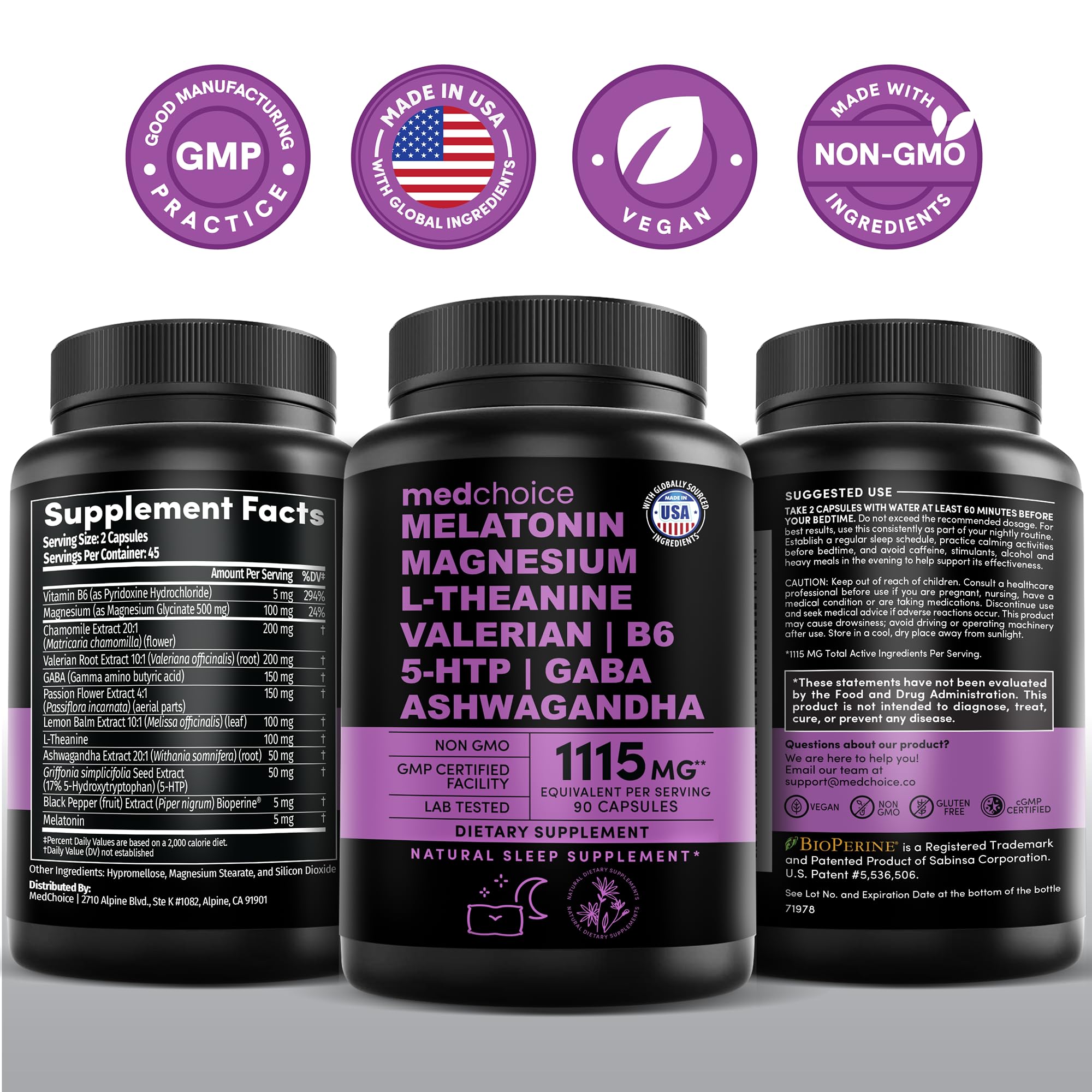 MEDCHOICE Valerian Root Sleep Aid capsules with herbal elements