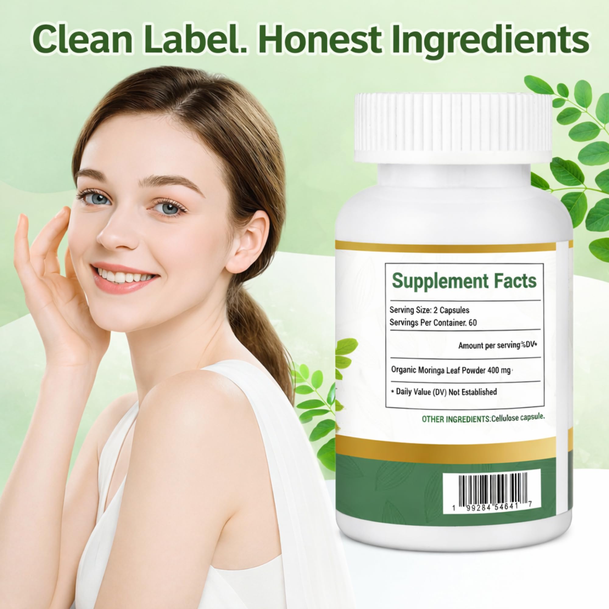 MEDI BOTIC Moringa Leaf Capsules 800mg side view