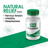 MediNatura BHI Calming Support Tablets back view with ingredient list