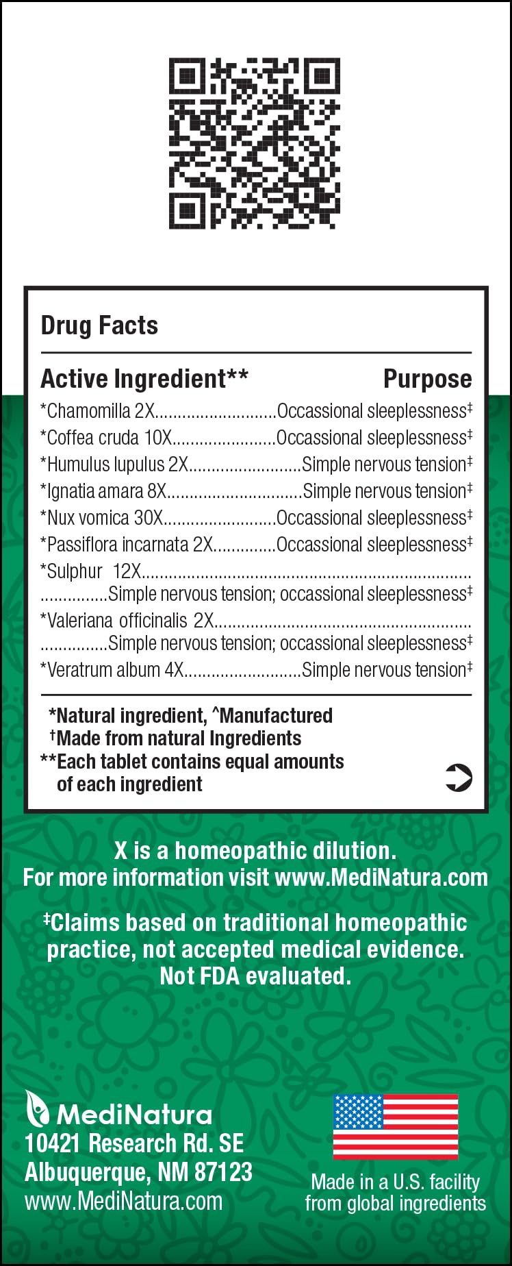 MediNatura BHI Calming Support Tablets side view showing tablet details