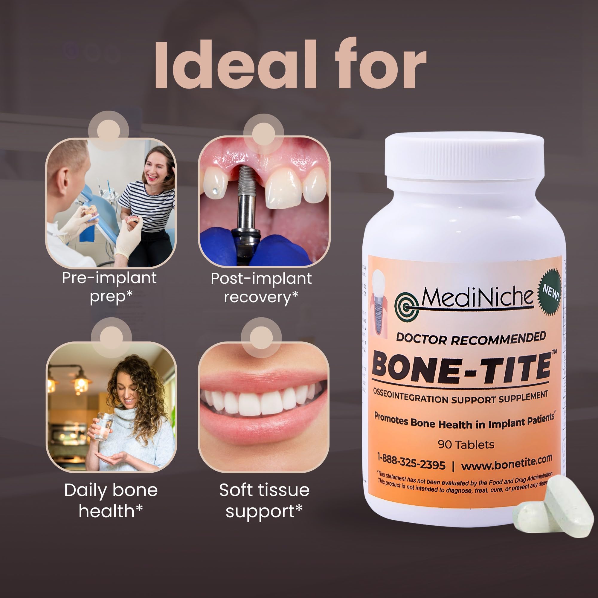 MediNiche BONE-TITE supplement bottle side view