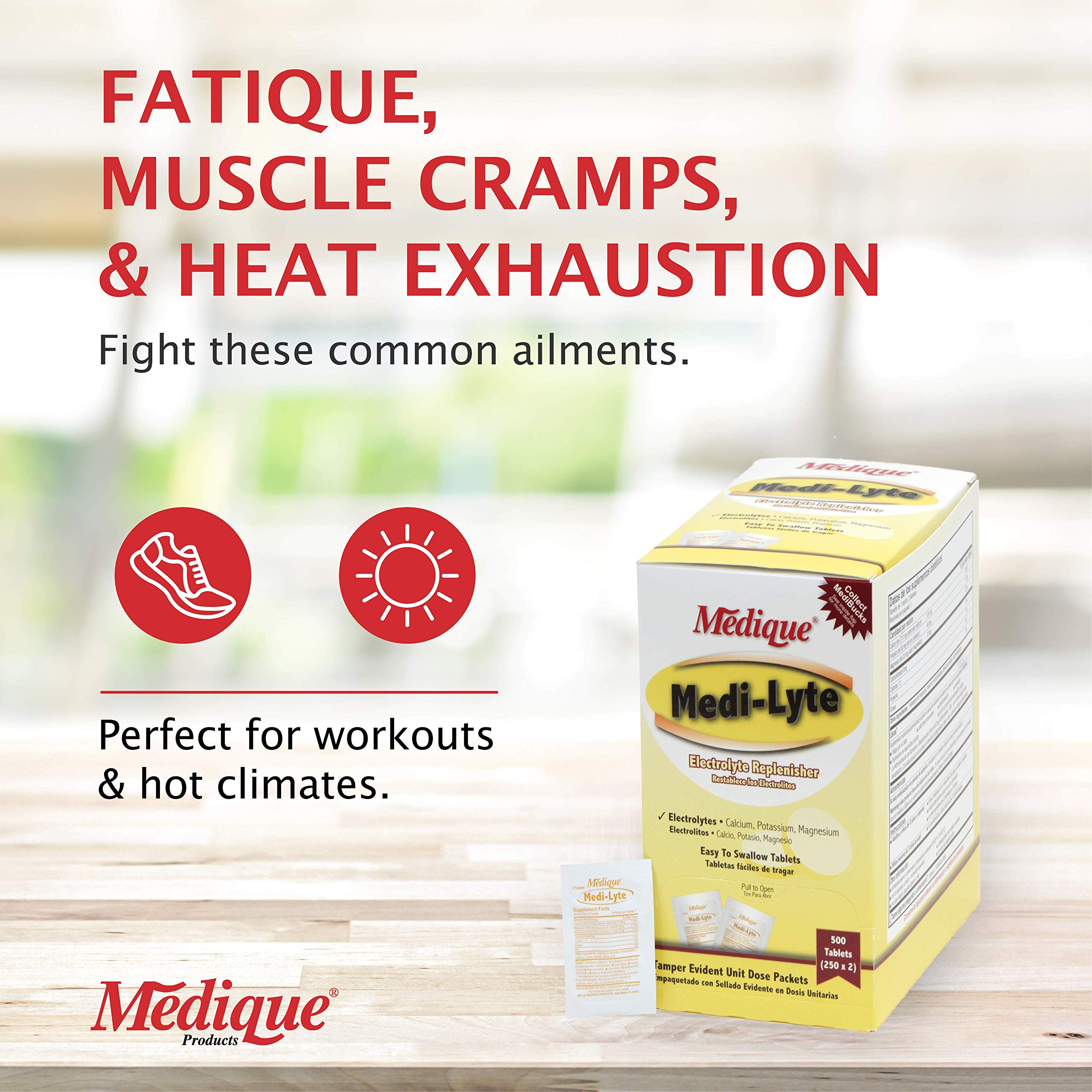 Medique Electrolyte Replacement Tablets back view with ingredient list