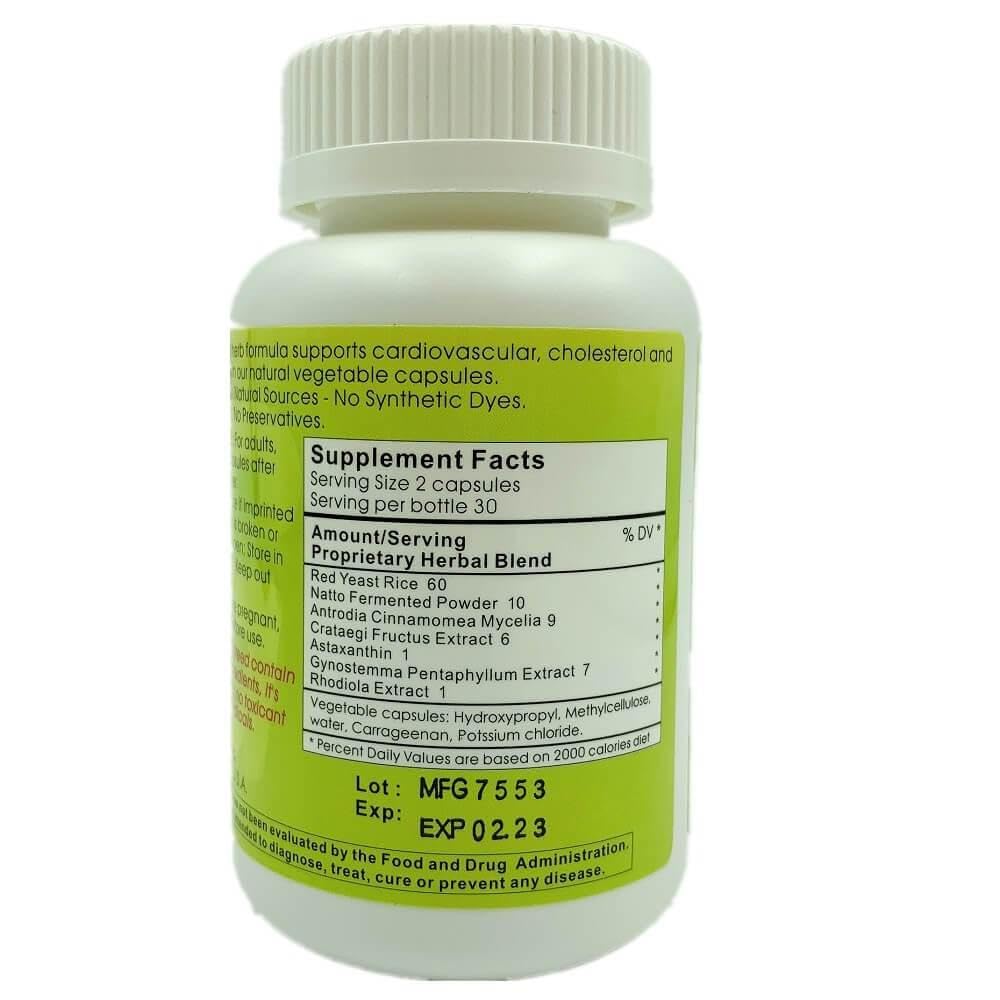 Meditalent Red Yeast Rice Supplement 59g ingredients list