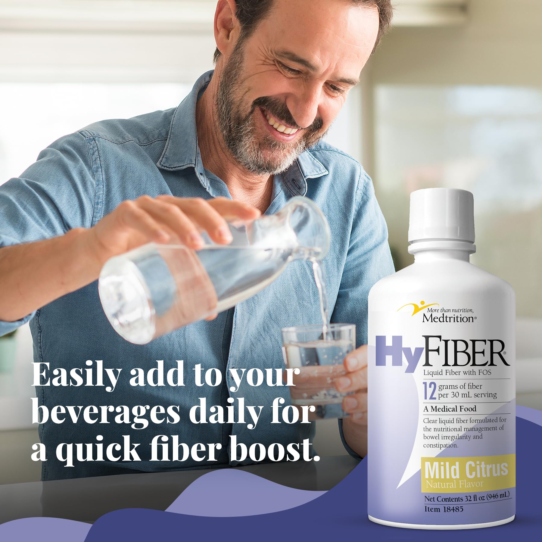 Medtrition Dietary Fibre Supplement mixed in a glass