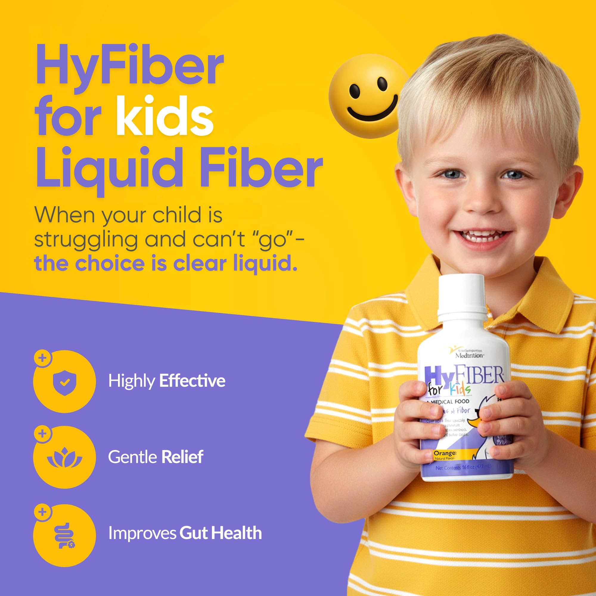 Medtrition HyFiber for Kids liquid fibre supplement bottle side view