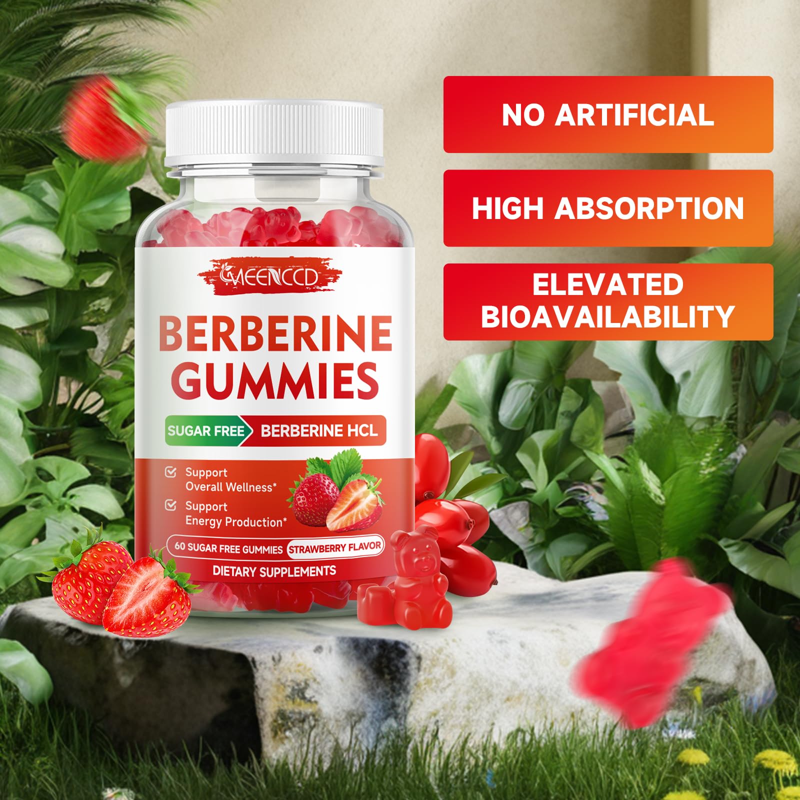 MEENCCD Berberine Gummies sugar-free label