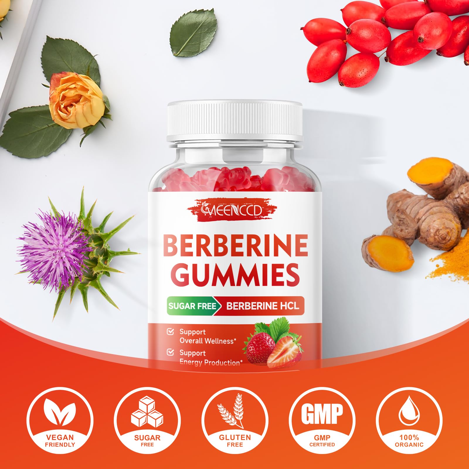 MEENCCD Berberine Gummies vegan label