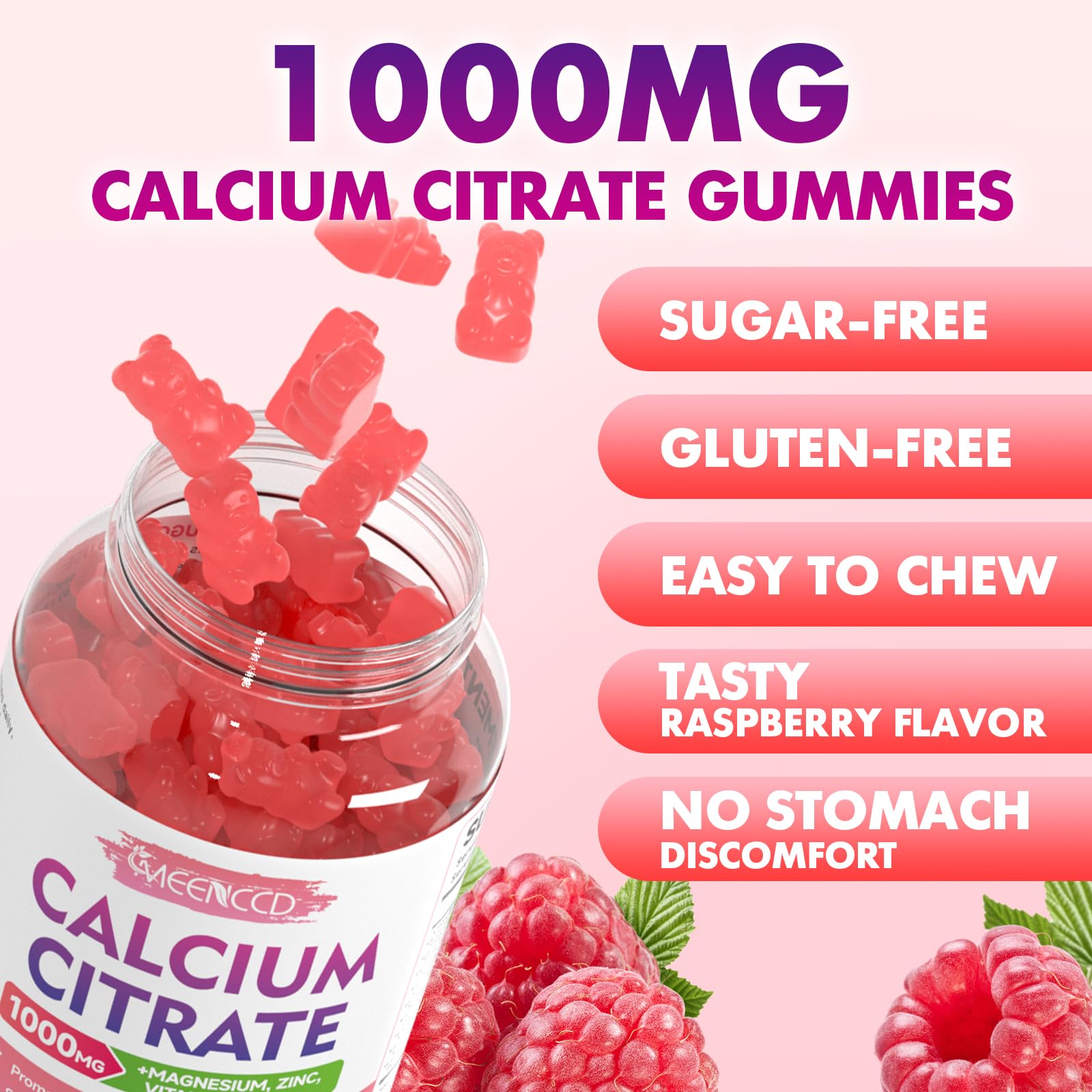 MEENCCD Calcium Citrate Gummies showing serving size