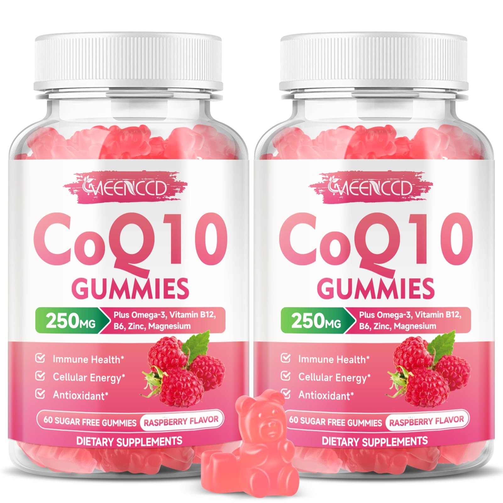 MEENCCD CoQ10 Gummies 250mg front view with packaging