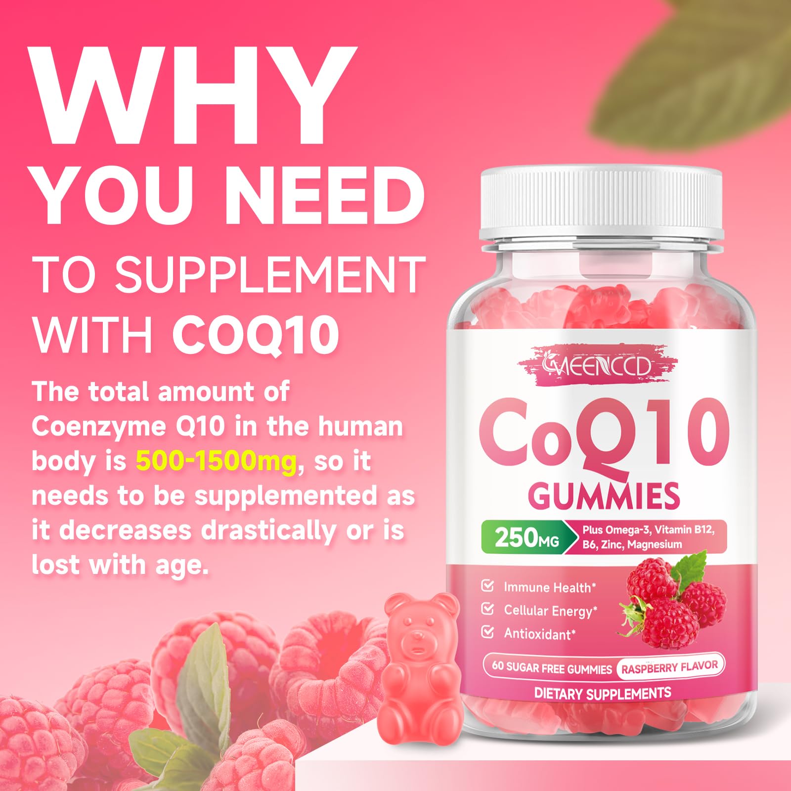 MEENCCD CoQ10 Gummies packaging dimensions