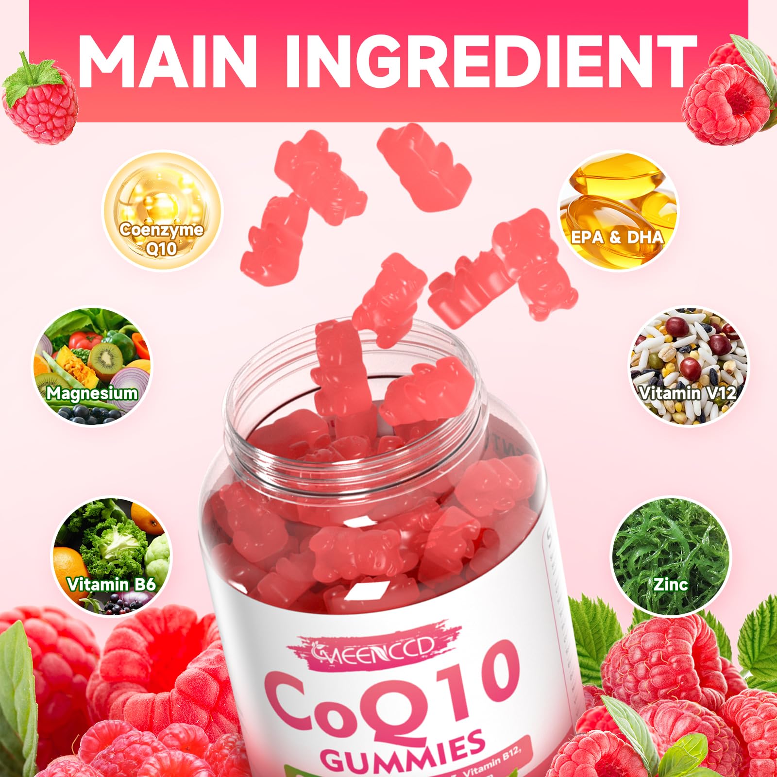 MEENCCD CoQ10 Gummies vegan label