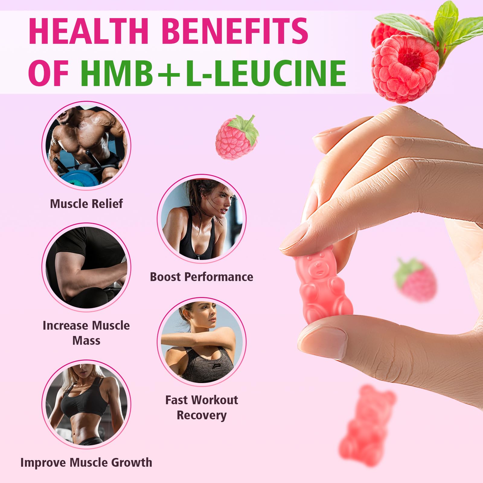 MEENCCD HMB Leucine Amino Acids Gummies on a table