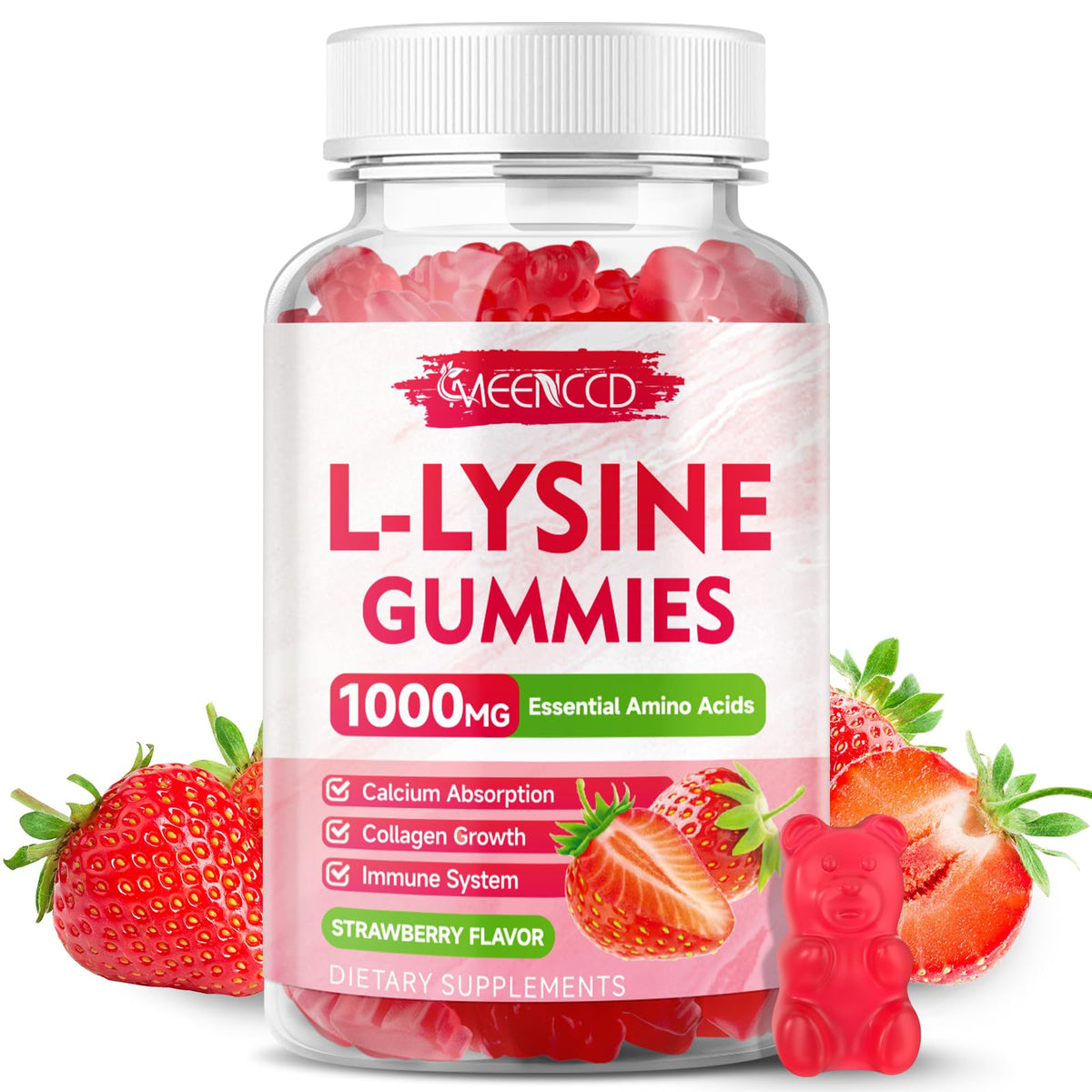 MEENCCD L-Lysine 1000mg Gummies front view packaging