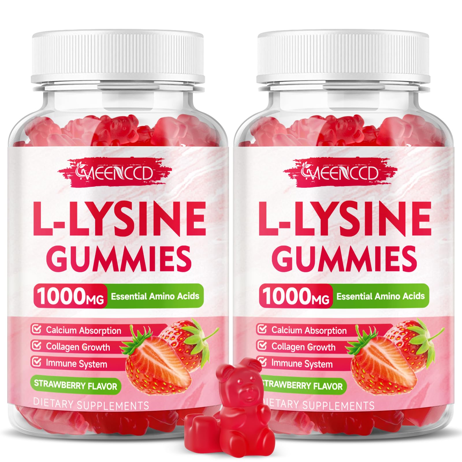 MEENCCD L-Lysine 1000mg Gummies front view with packaging