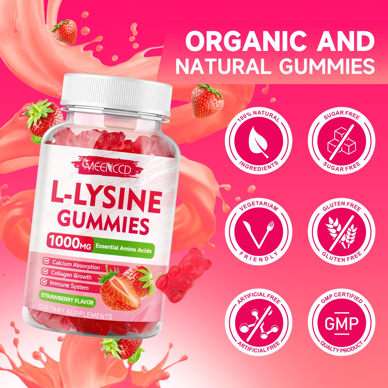 MEENCCD L-Lysine 1000mg Gummies in a bowl