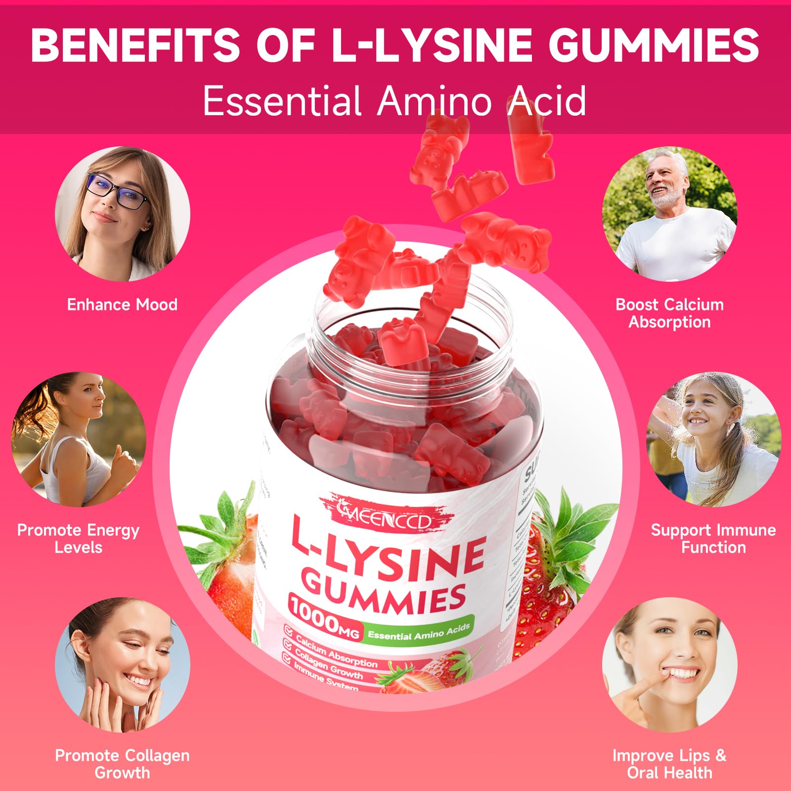 MEENCCD L-Lysine 1000mg Gummies inside the bottle