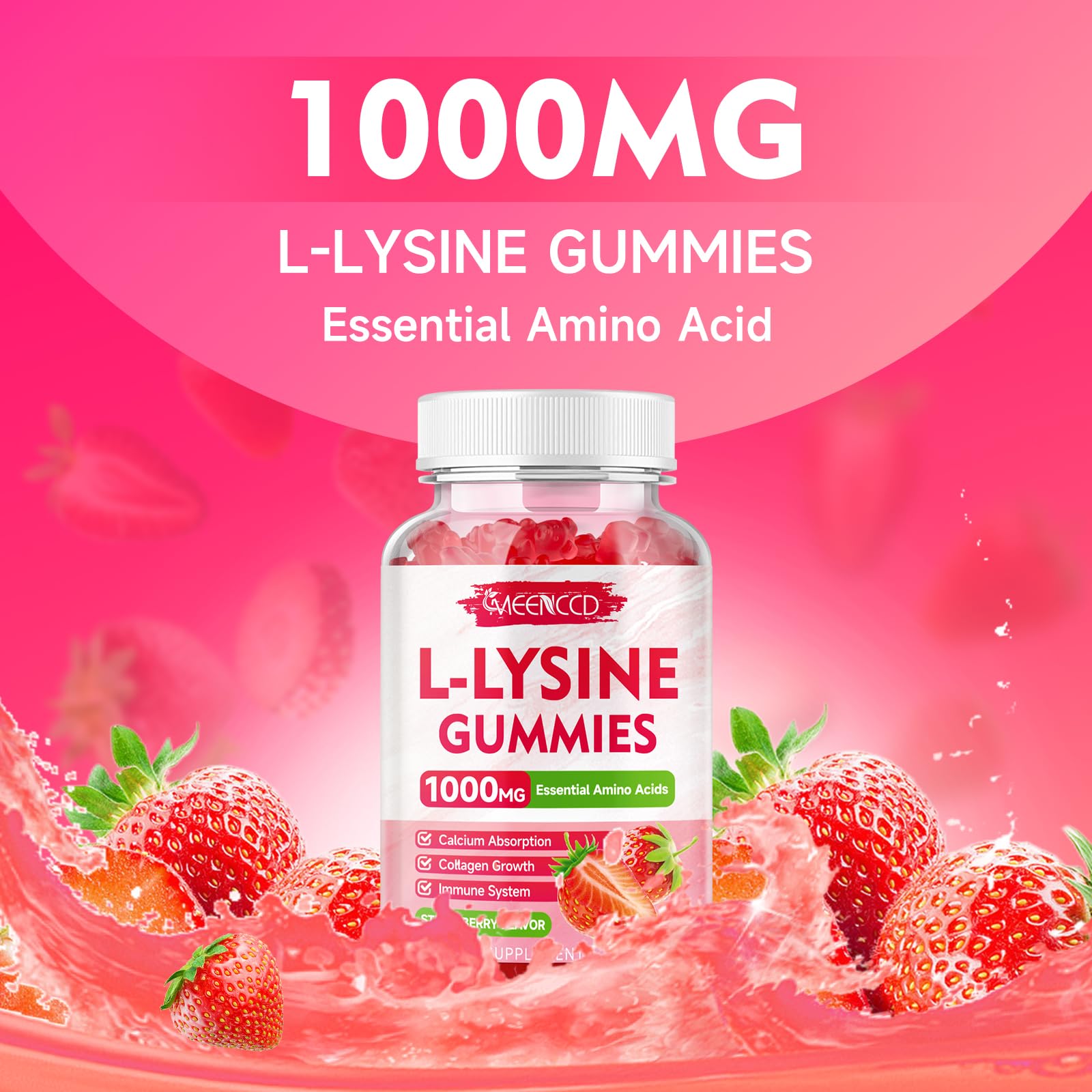 MEENCCD L-Lysine 1000mg Gummies showing serving size