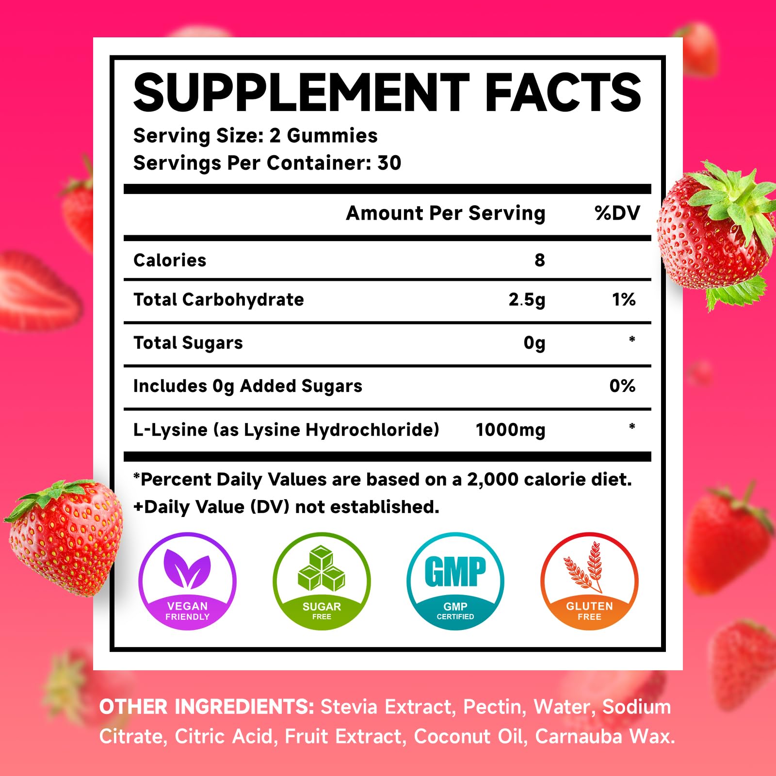 MEENCCD L-Lysine 1000mg Gummies strawberry flavour close-up