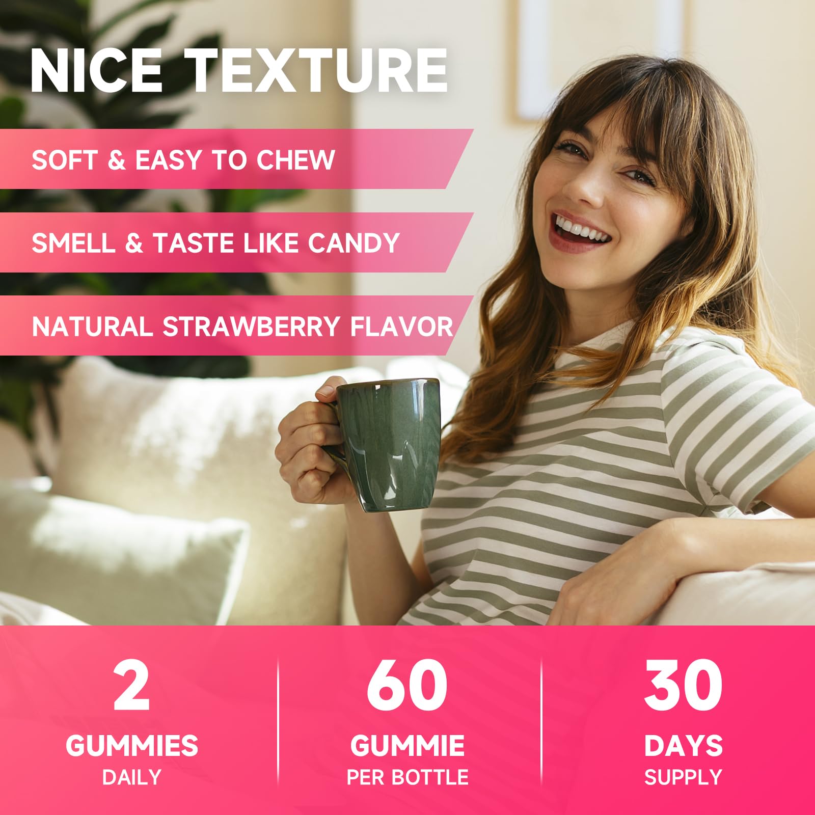 MEENCCD L-Lysine 1000mg Gummies with fresh strawberries