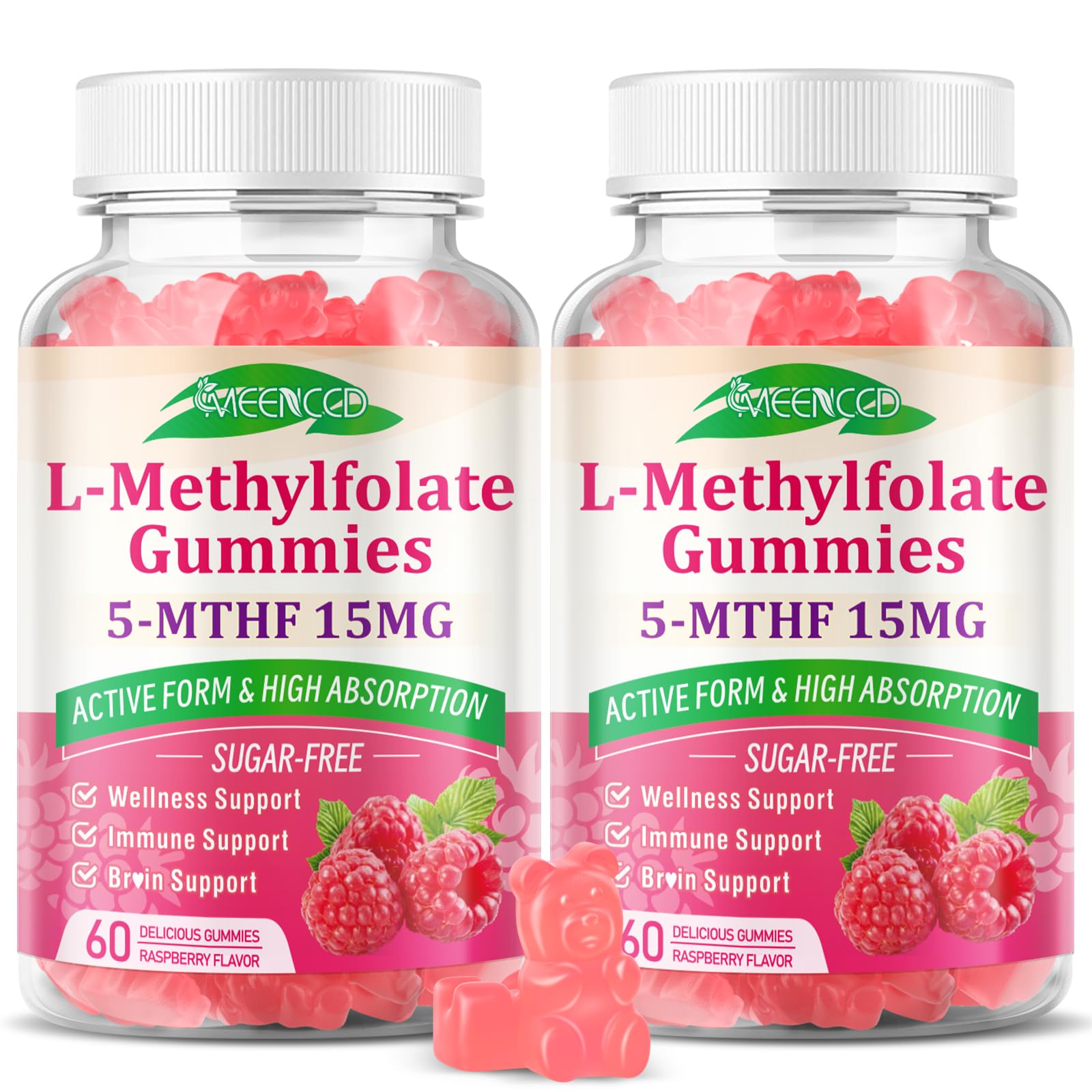 MEENCCD L-Methylfolate Gummies front view, 60 count