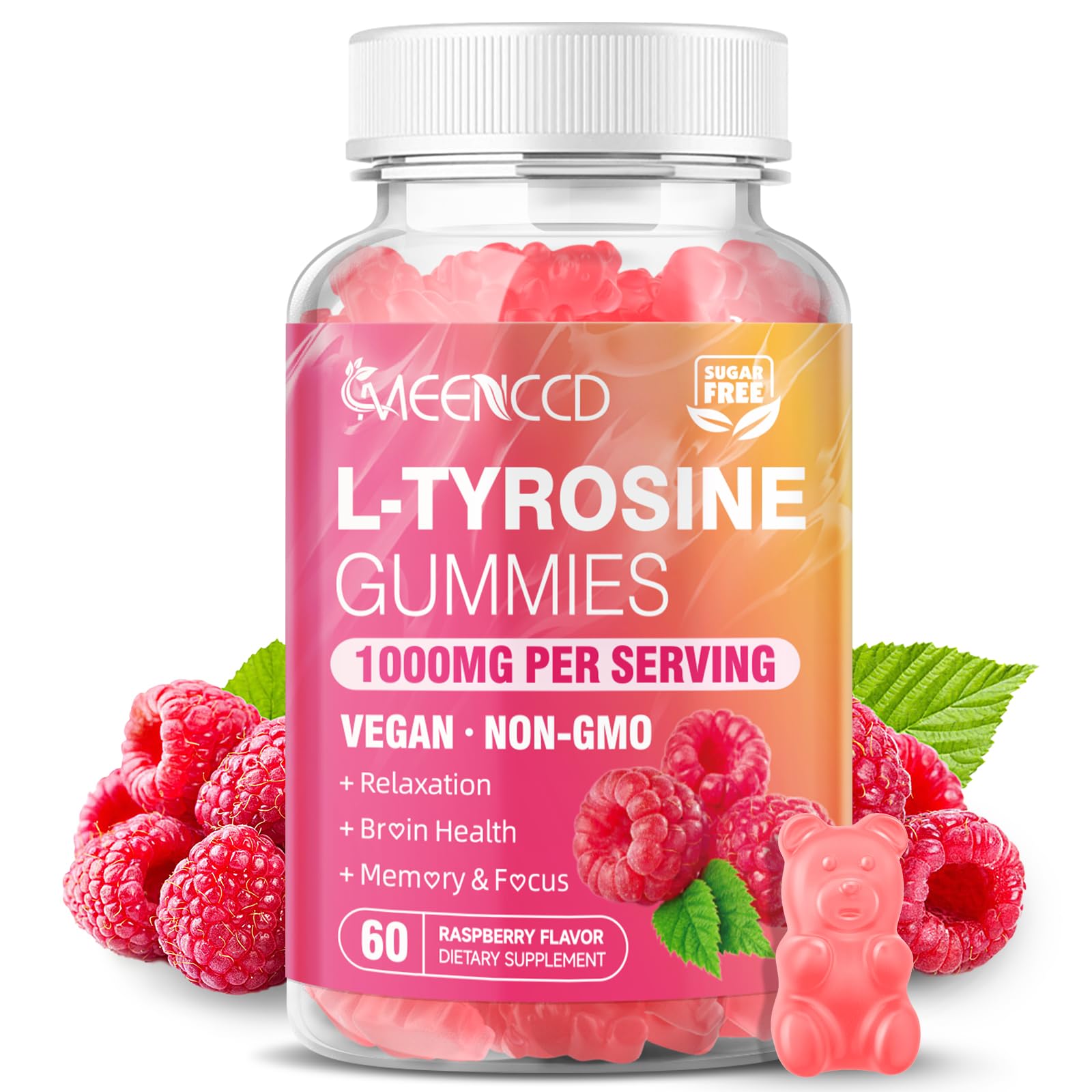 MEENCCD L-Tyrosine Gummies 1000mg front view of packaging