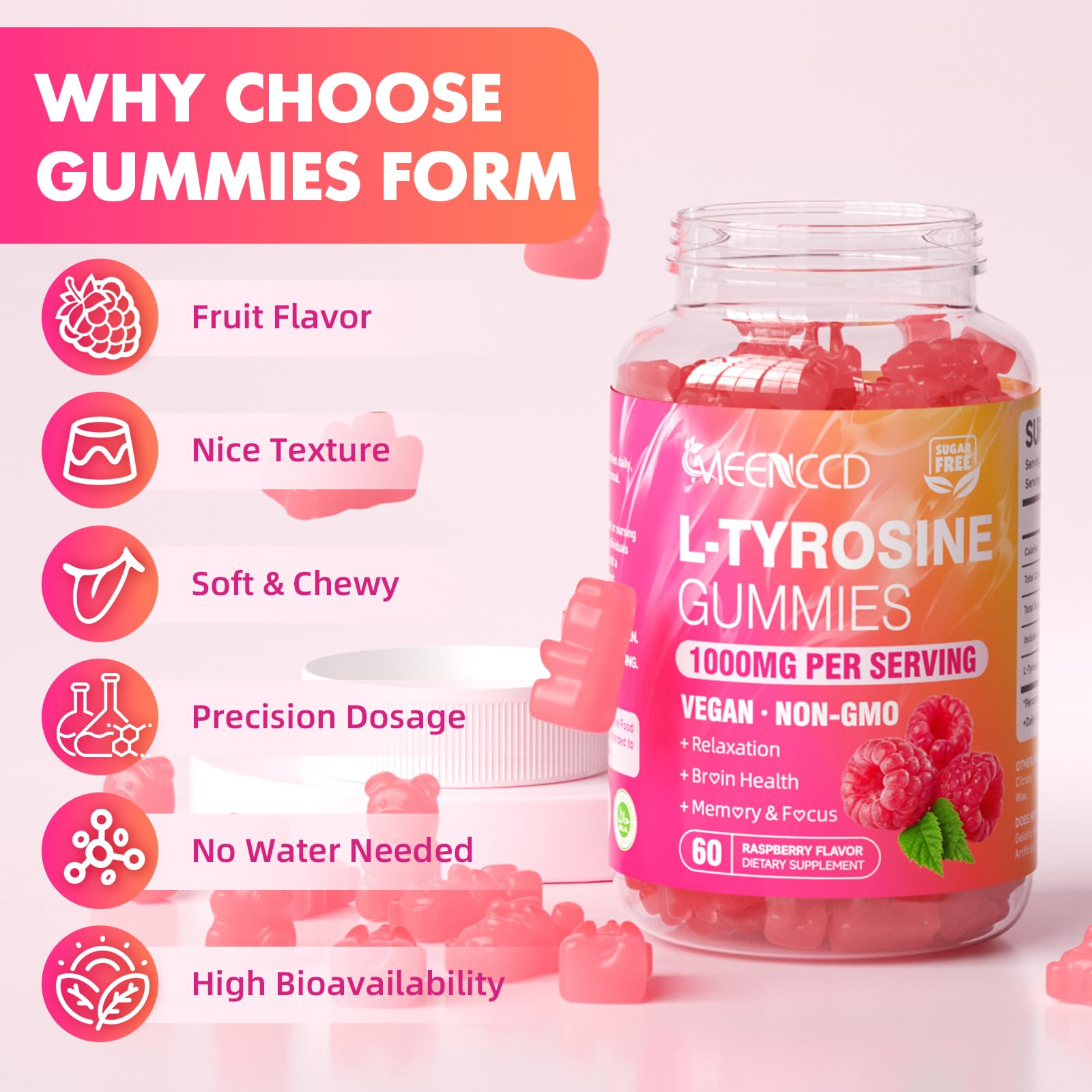 MEENCCD L-Tyrosine Gummies packaging details