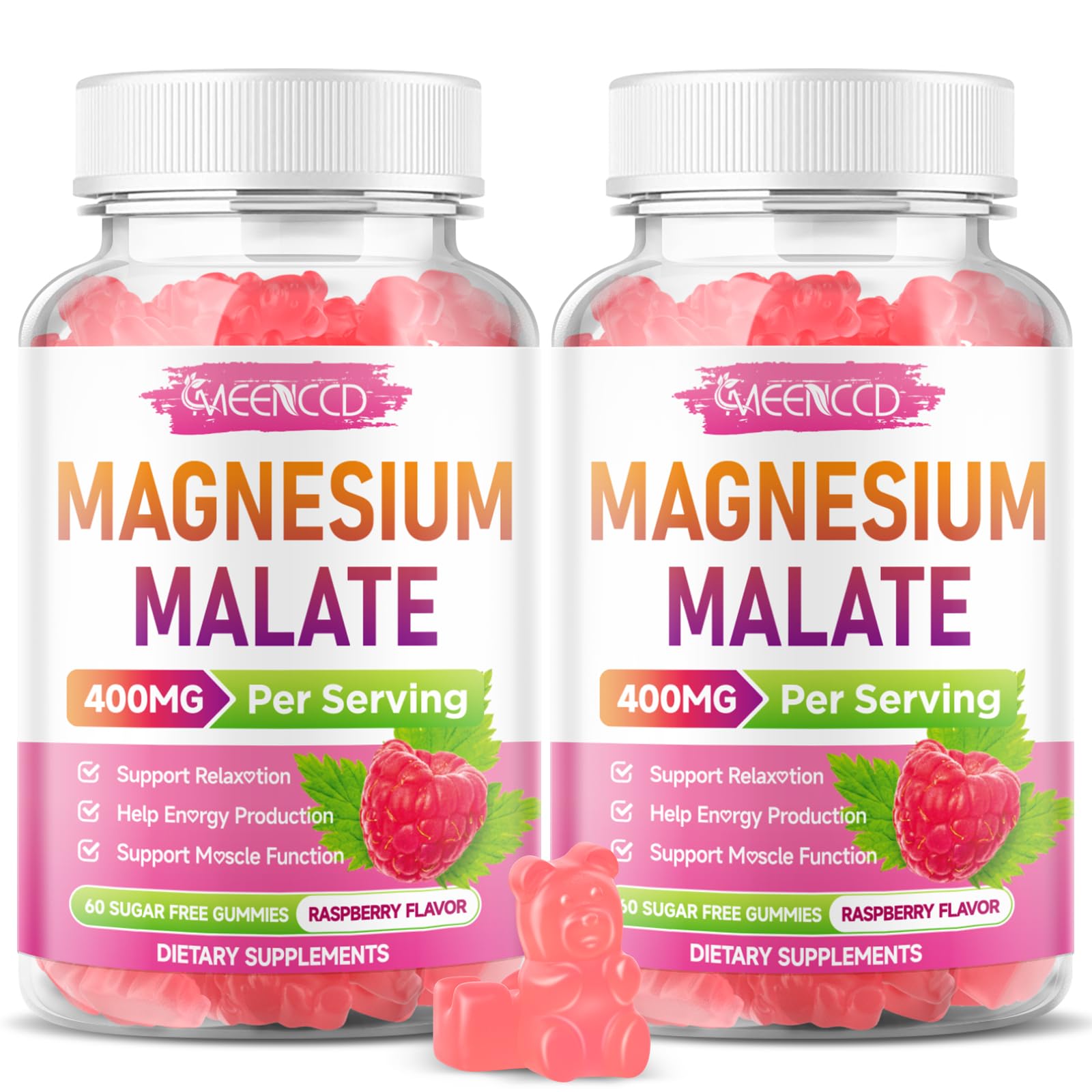 MEENCCD Magnesium Malate Gummies front view with packaging