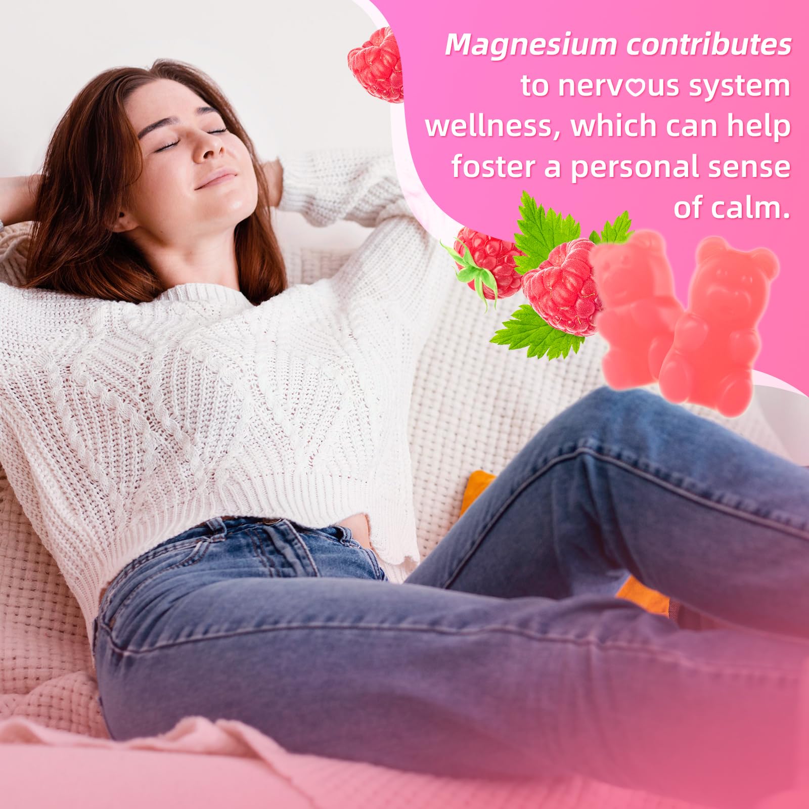MEENCCD Magnesium Malate Gummies on a wooden table