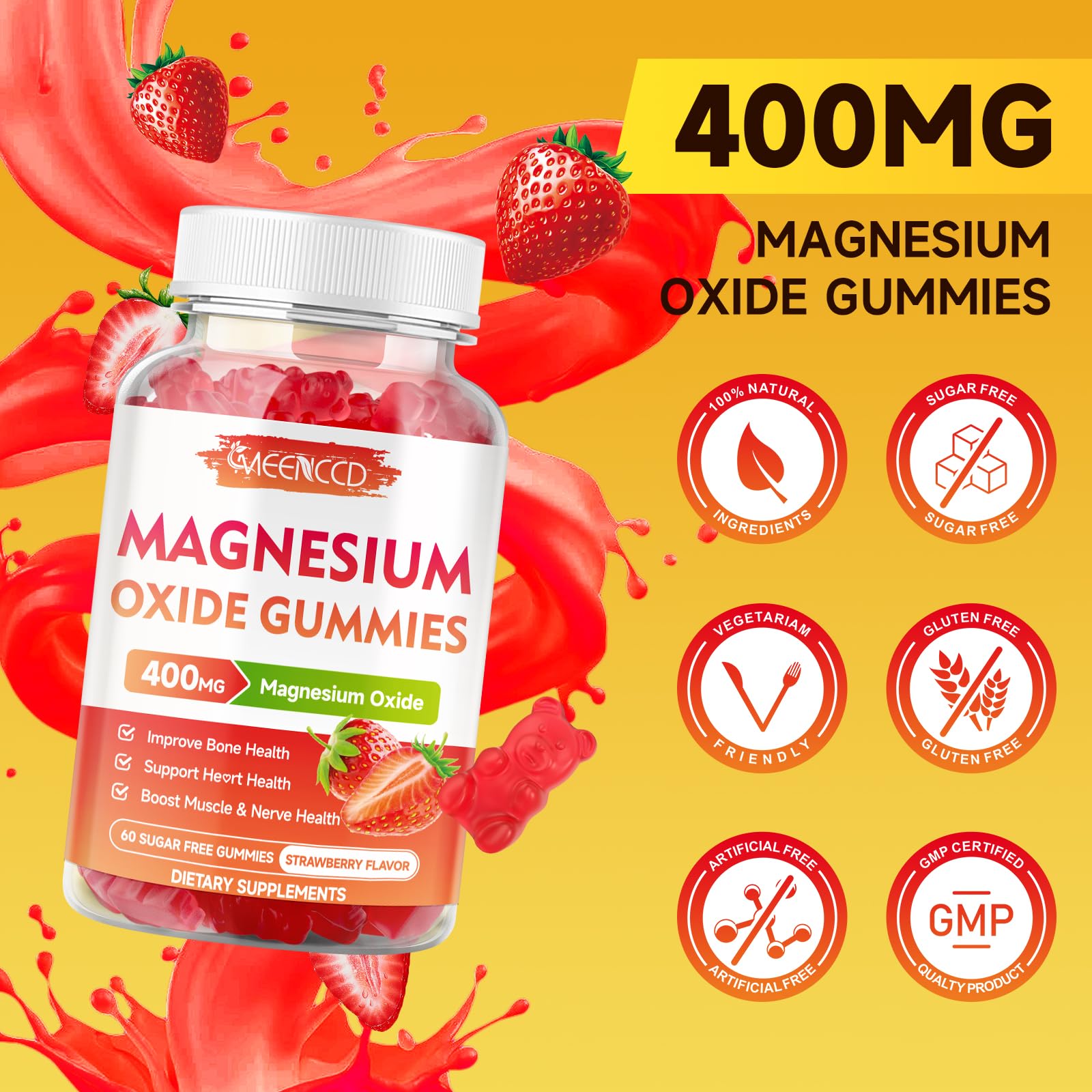 MEENCCD Magnesium Oxide Gummies 400mg lifestyle scene with gummies