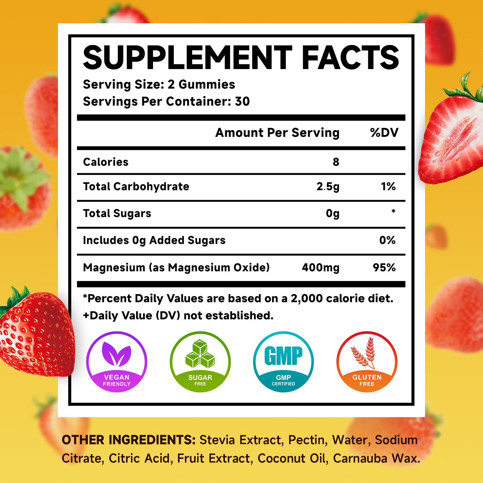 MEENCCD Magnesium Oxide Gummies 400mg strawberry flavour close-up