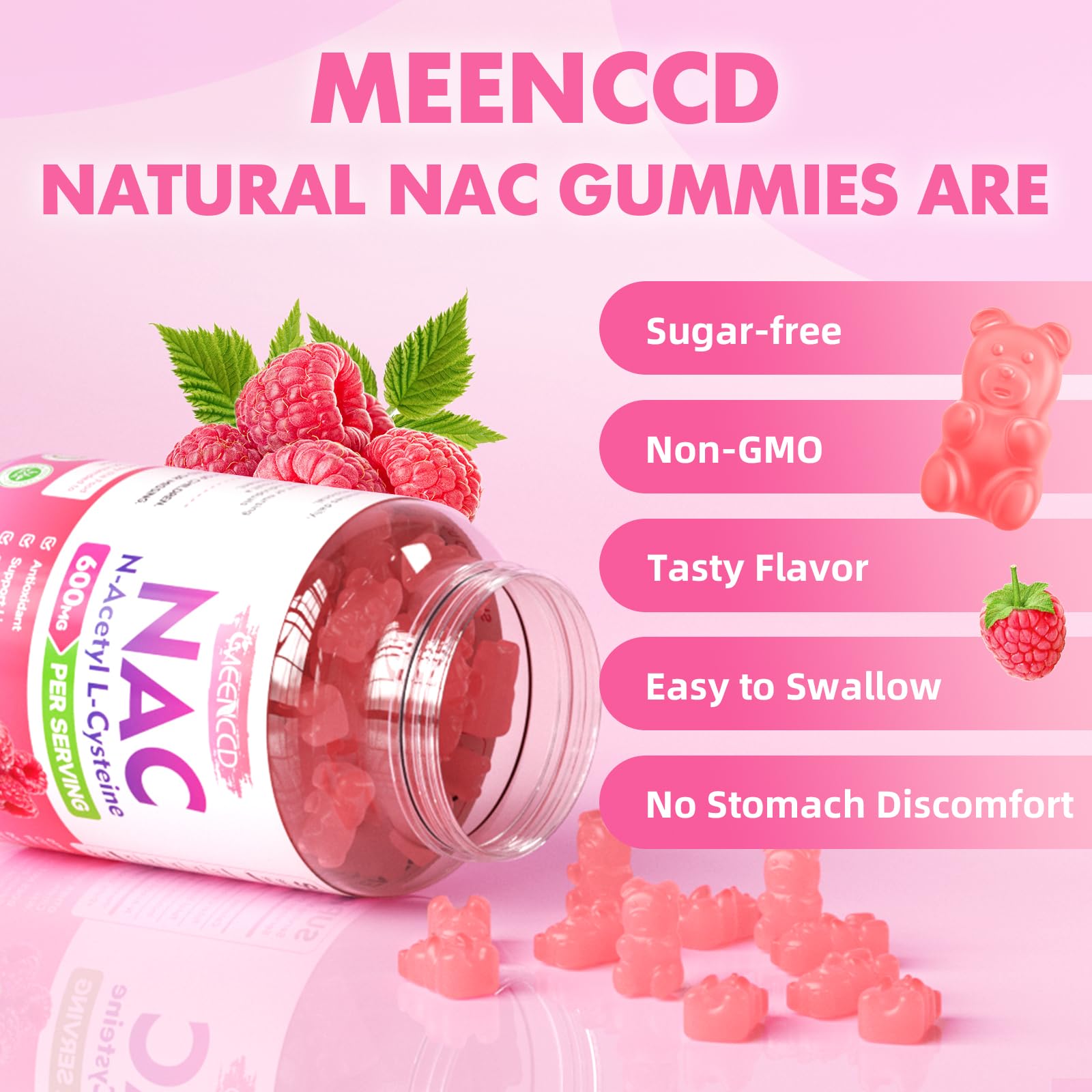 MEENCCD NAC Gummies with a measuring spoon for dosage
