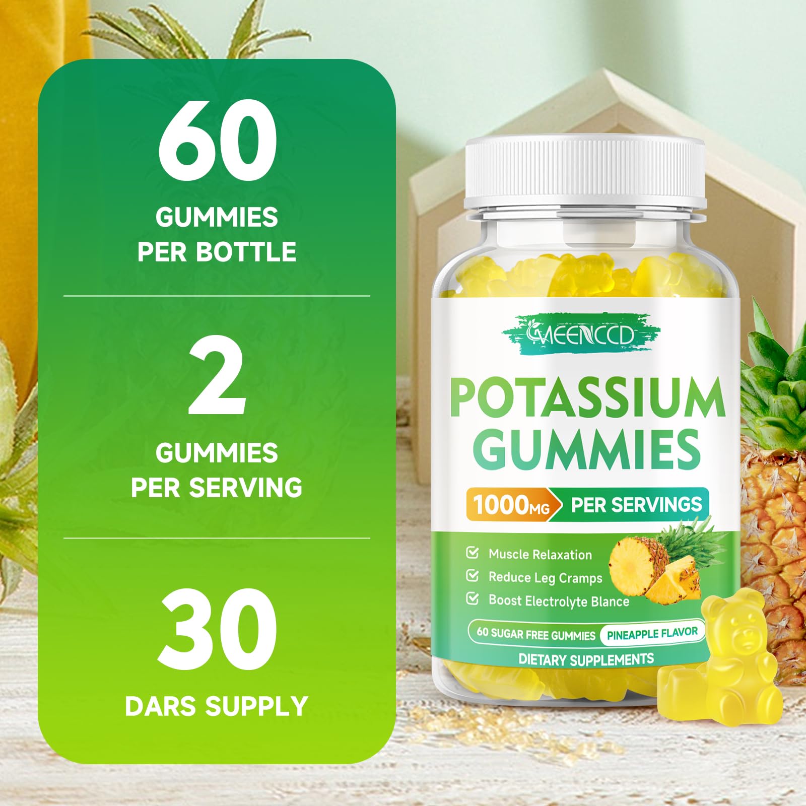 MEENCCD Potassium Citrate Gummies back view with ingredients