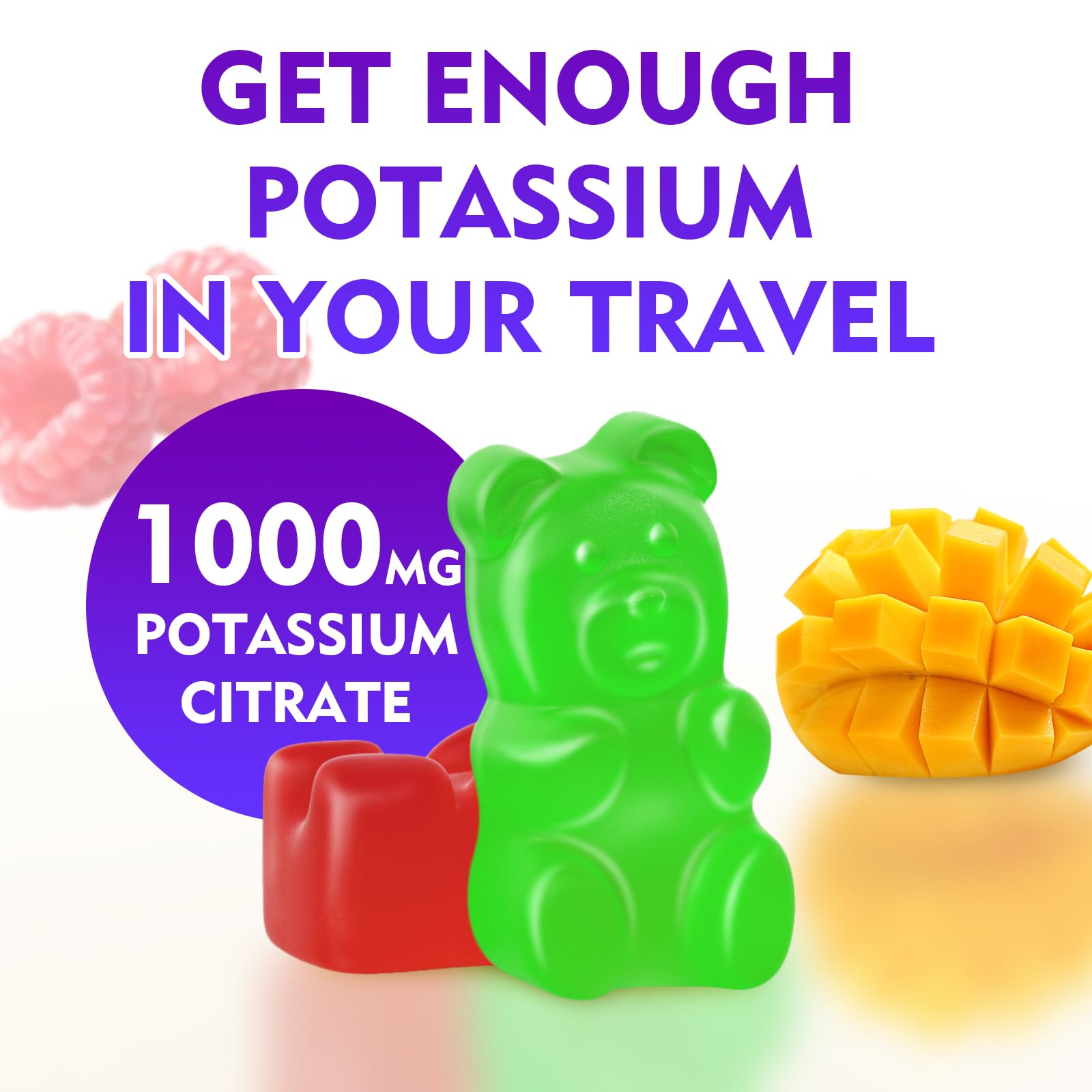 MEENCCD Potassium Citrate Gummies on a wooden table