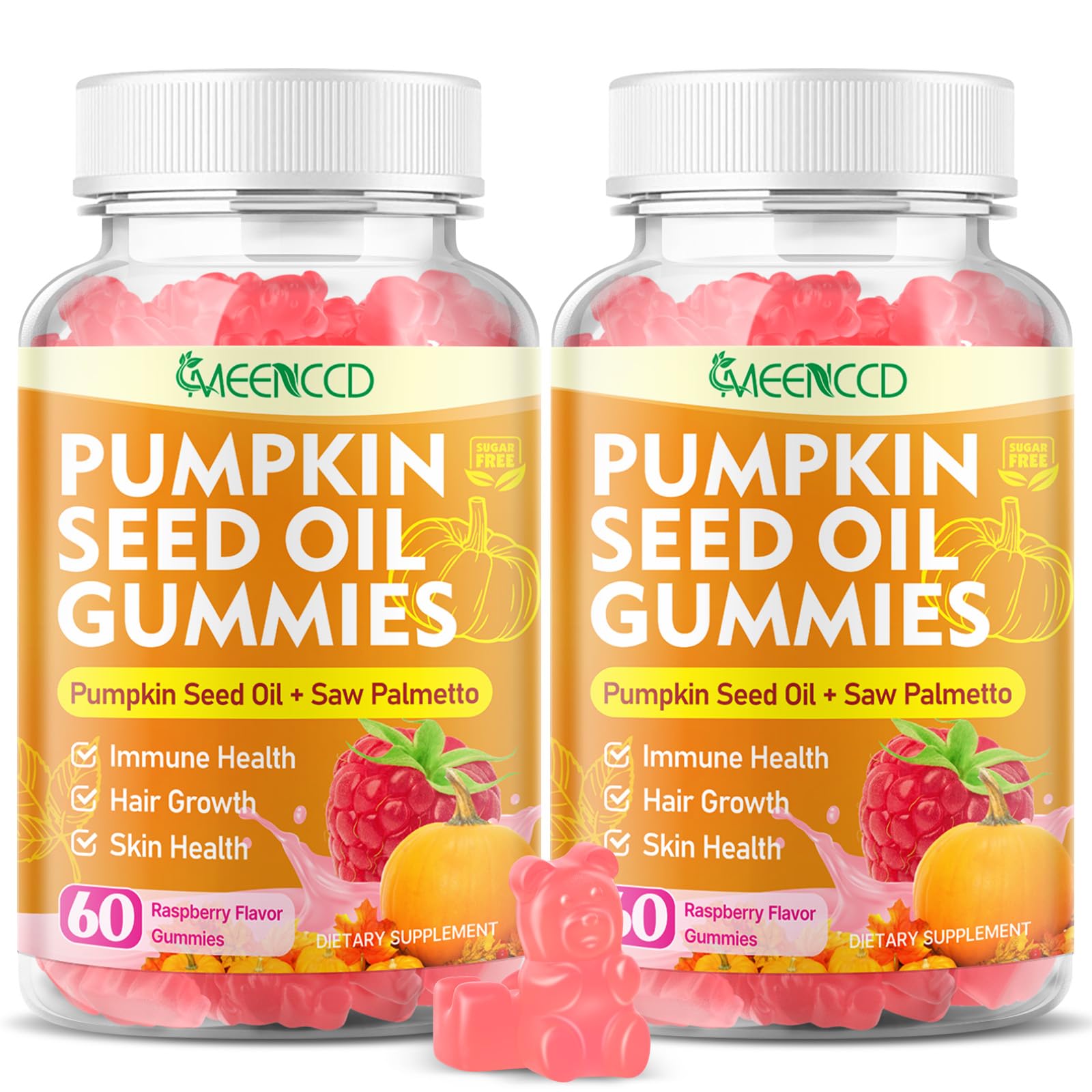 MEENCCD Pumpkin Seed Oil Gummies front view with packaging