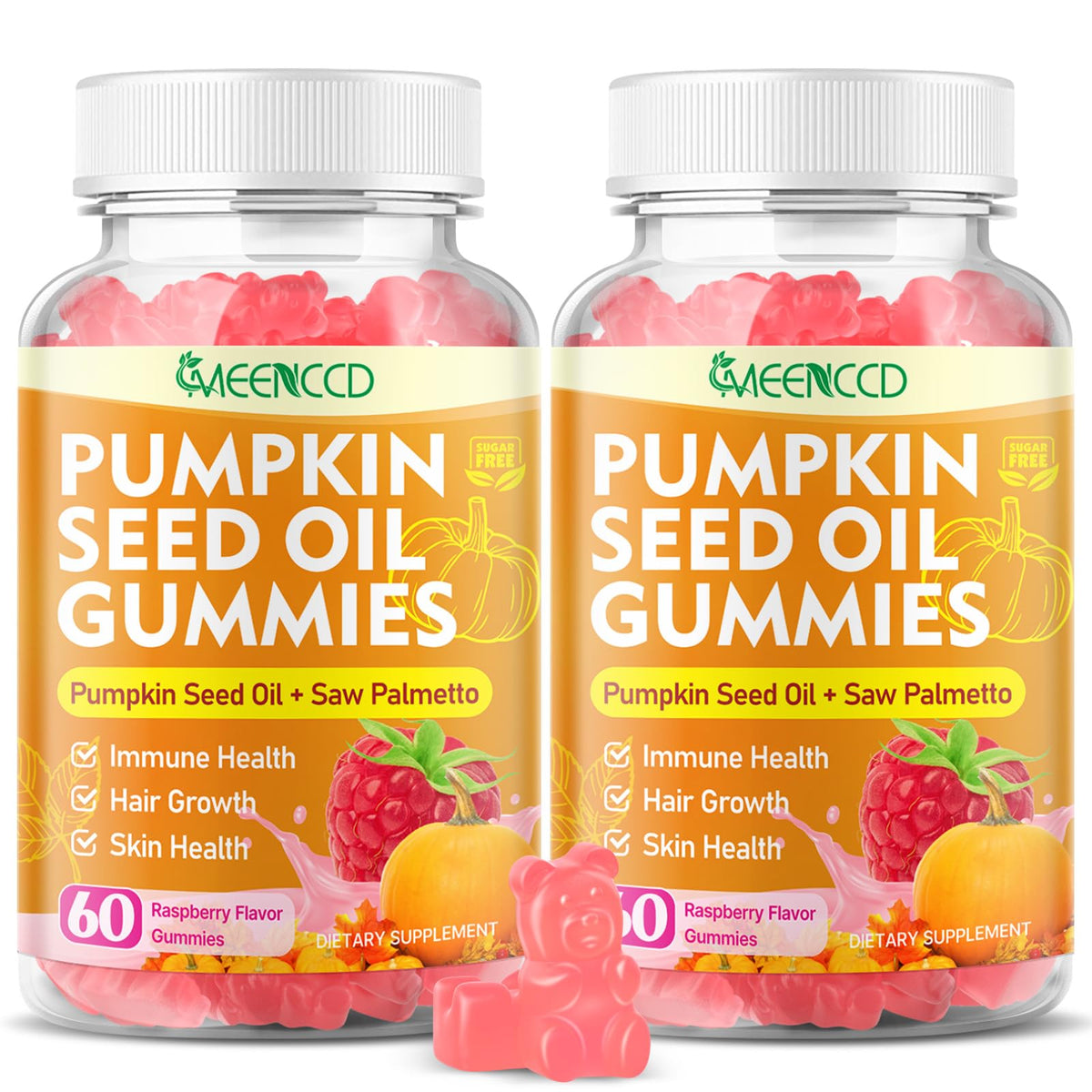 MEENCCD Pumpkin Seed Oil Gummies front view with packaging