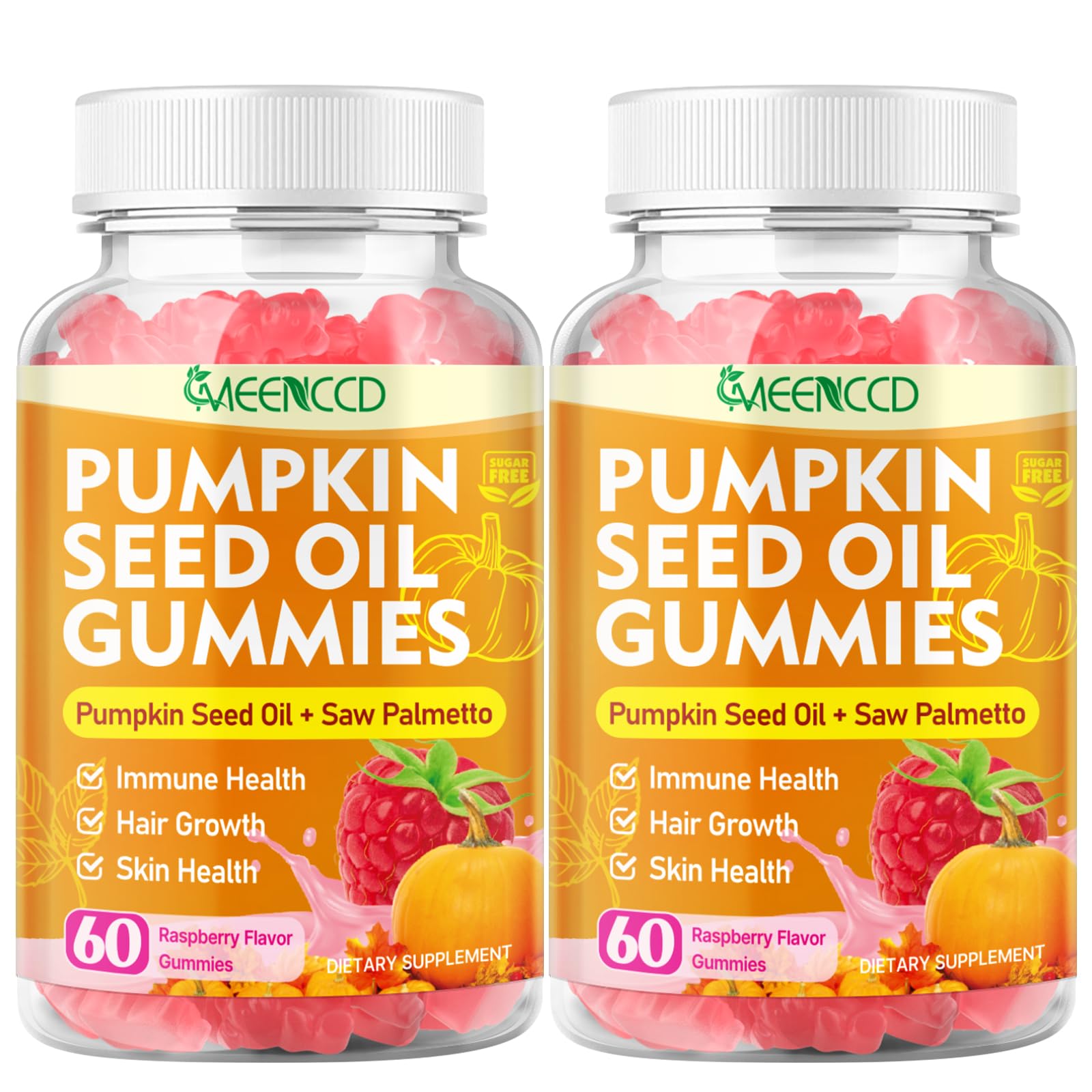 MEENCCD Pumpkin Seed Oil Gummies on a wooden table