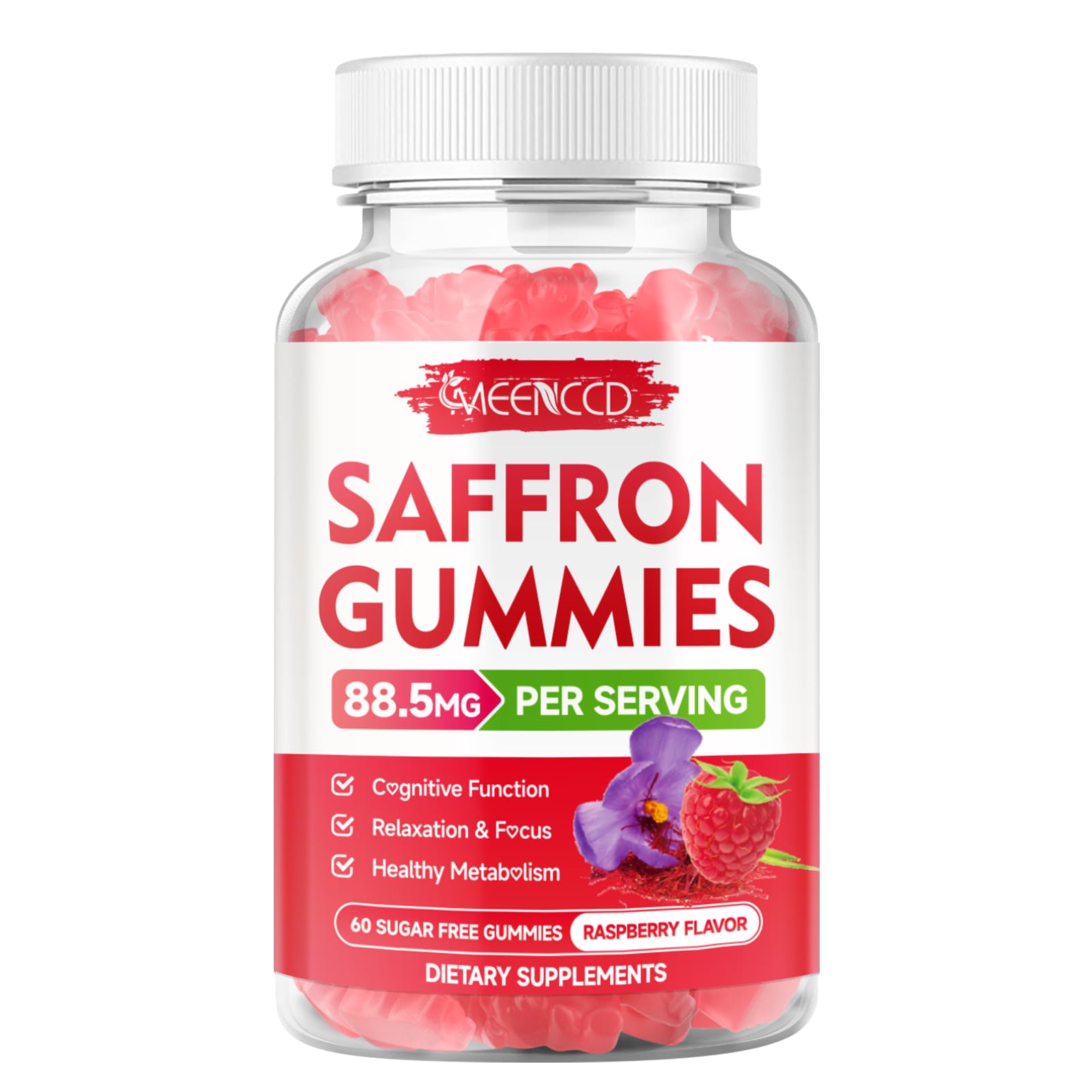 MEENCCD Saffron Gummies packaging details