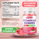 MEENCCD Vitamin B2 Gummies 400mg back view with ingredients