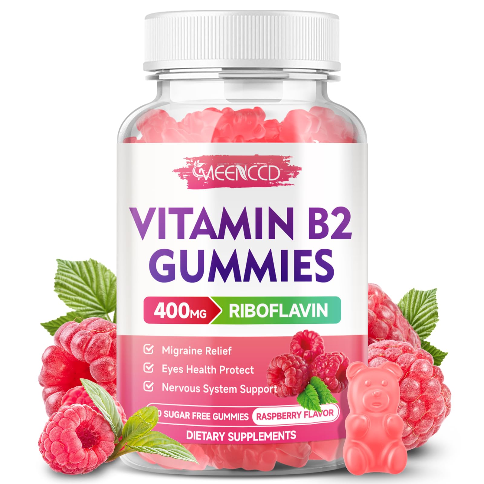 MEENCCD Vitamin B2 Gummies 400mg front view