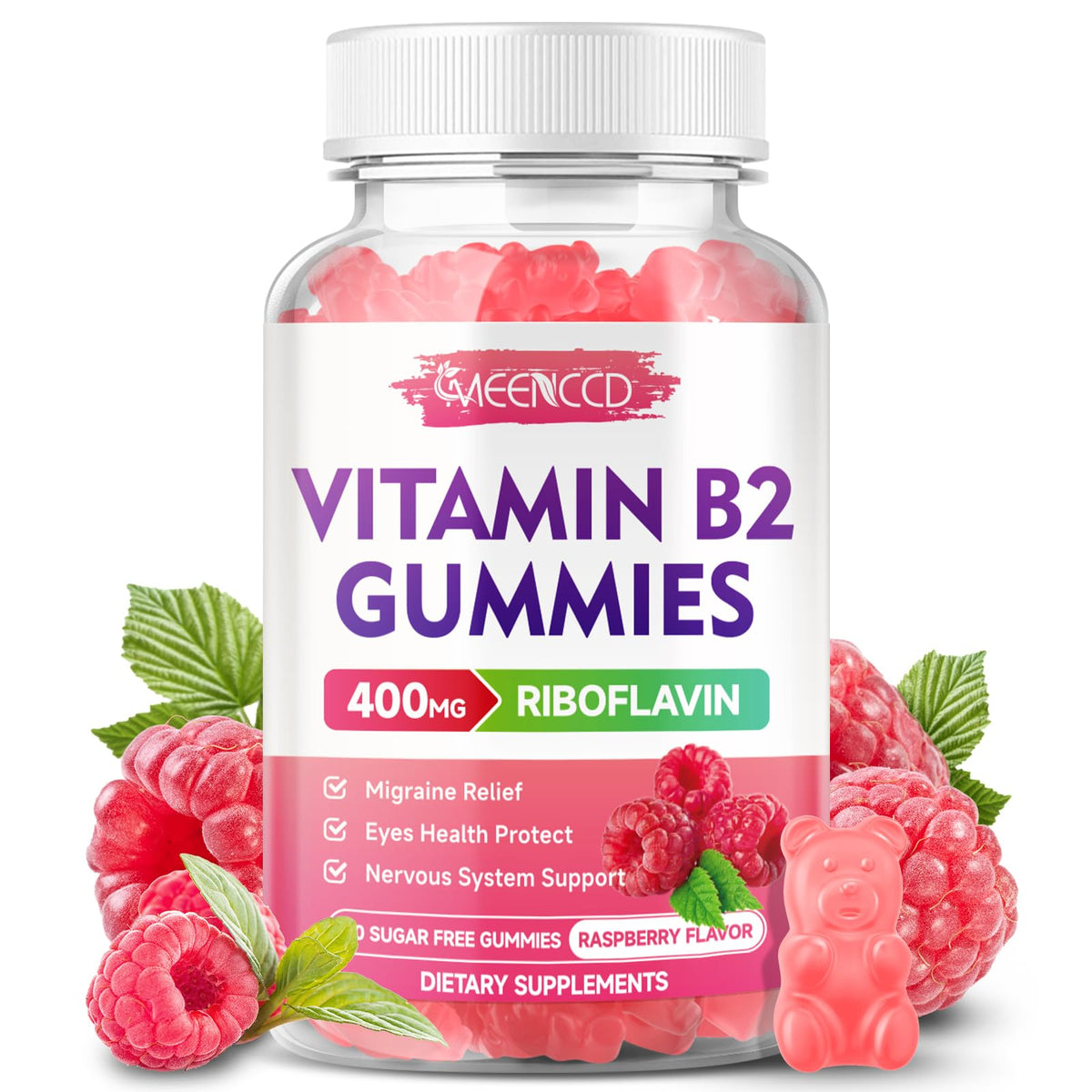 MEENCCD Vitamin B2 Gummies 400mg front view
