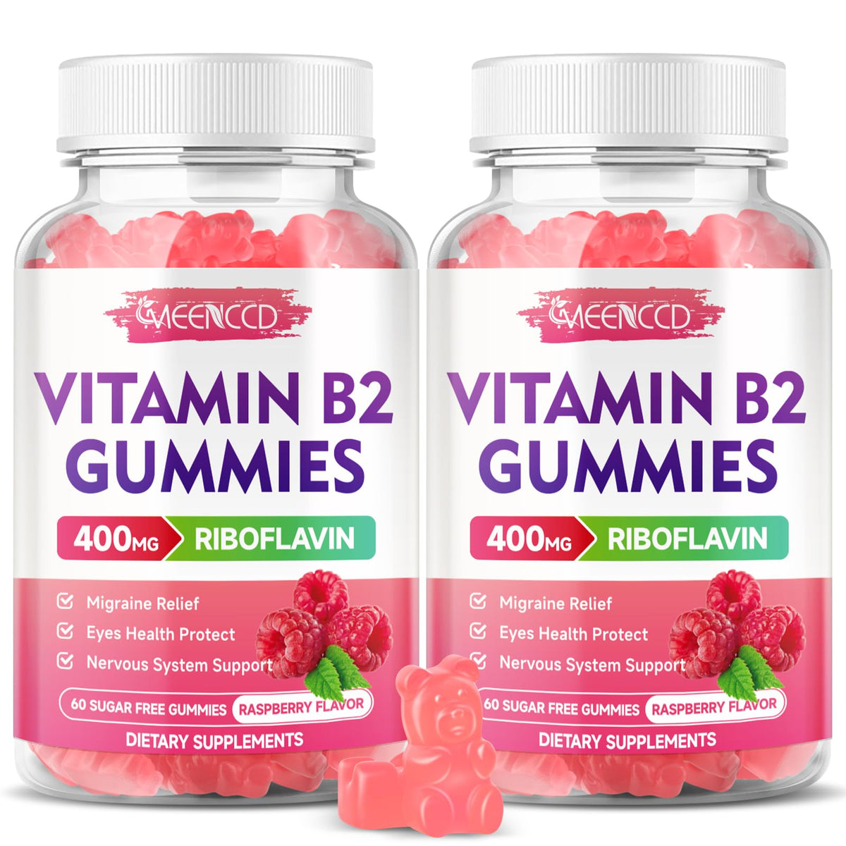 MEENCCD Vitamin B2 Gummies 400mg front view with packaging