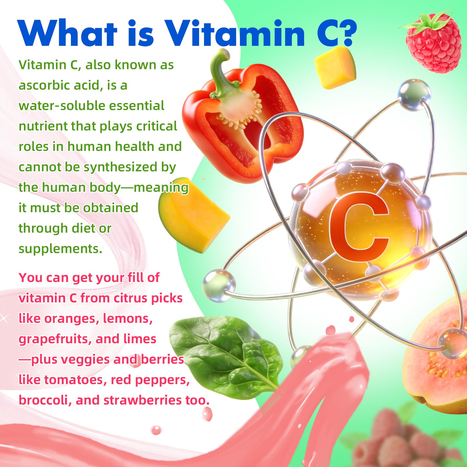 MEENCCD Vitamin C Gummies 1000mg on a wooden table