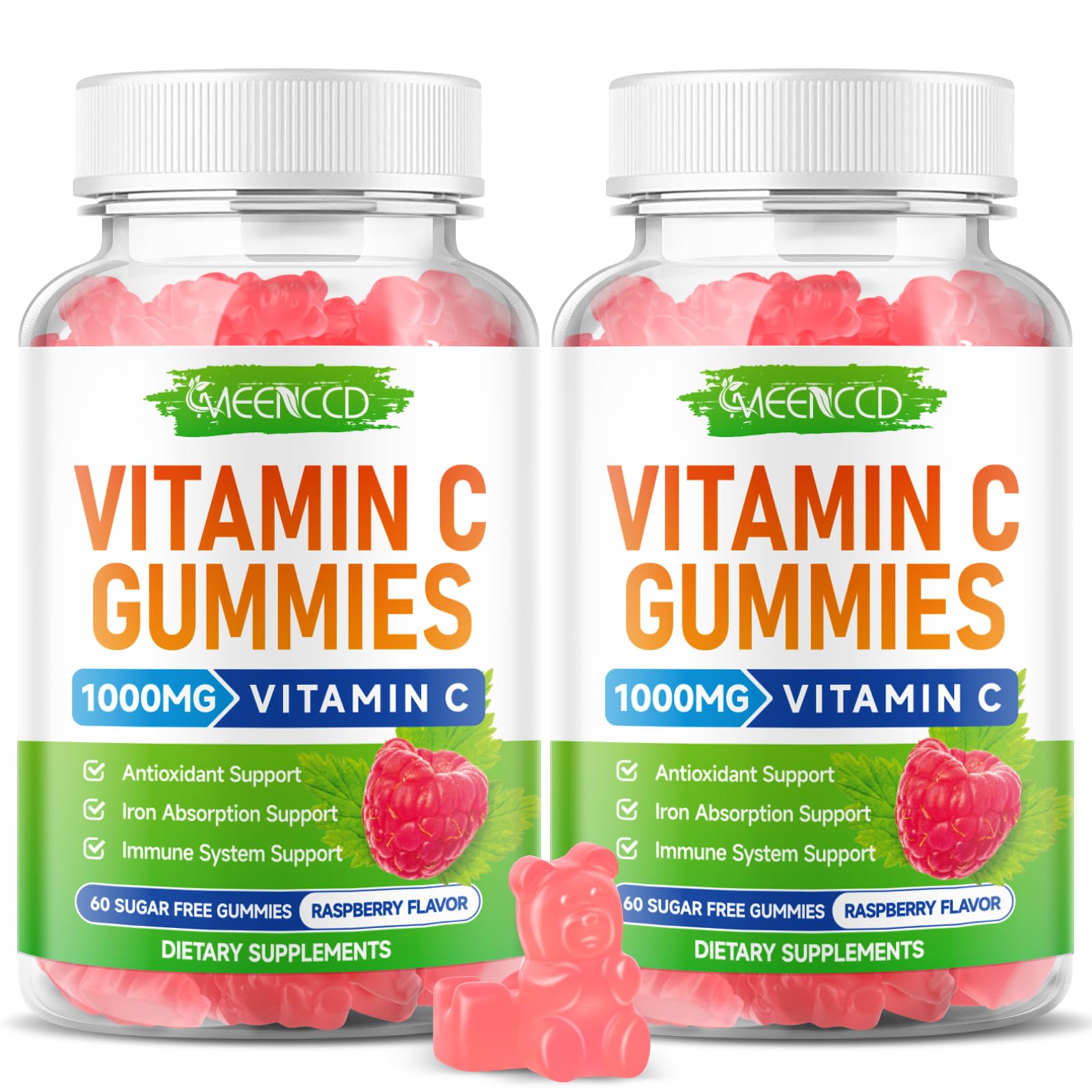 MEENCCD Vitamin C Gummies 1000mg raspberry flavour front view